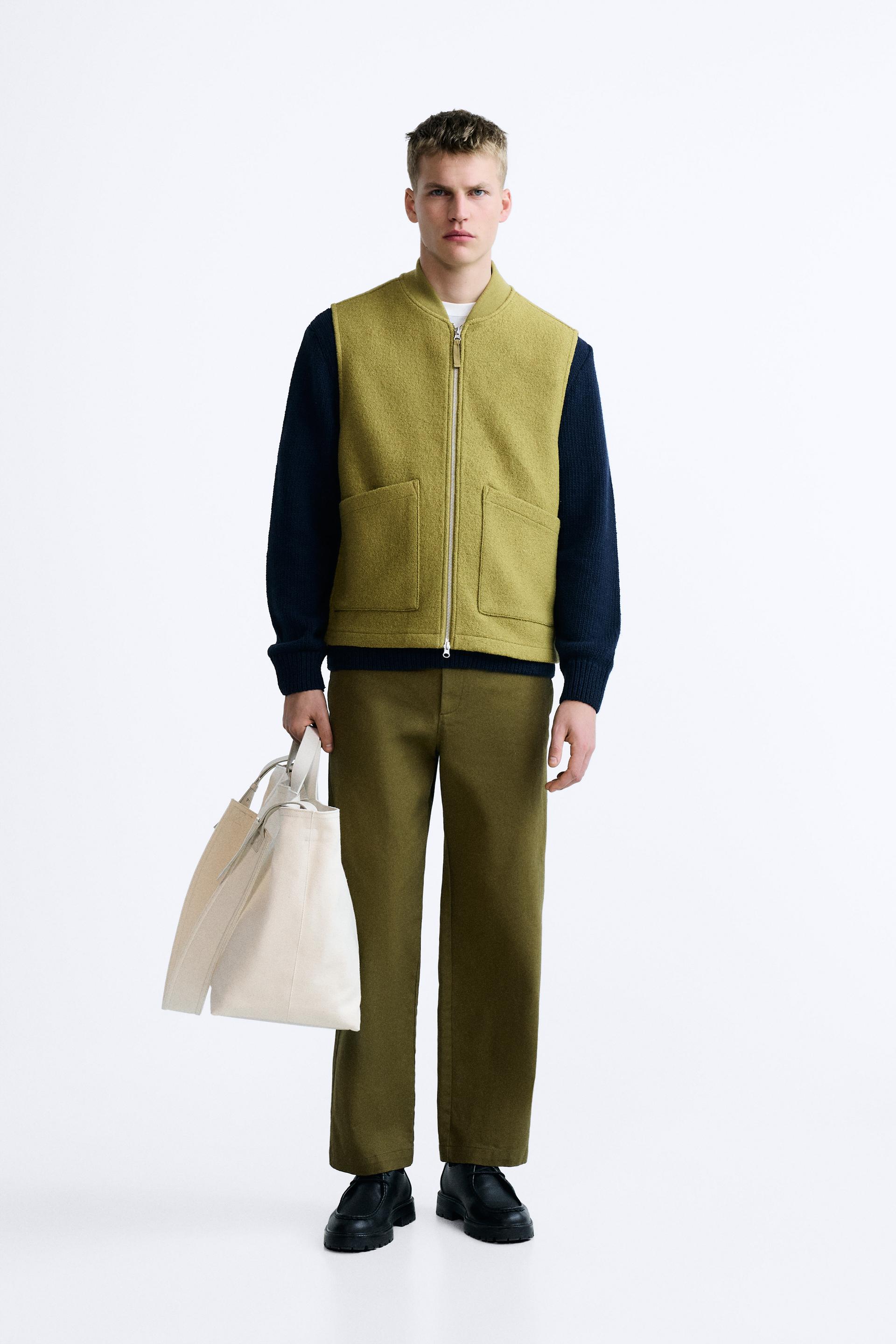 STRAIGHT FIT CHINO TROUSERS Olive green ZARA India