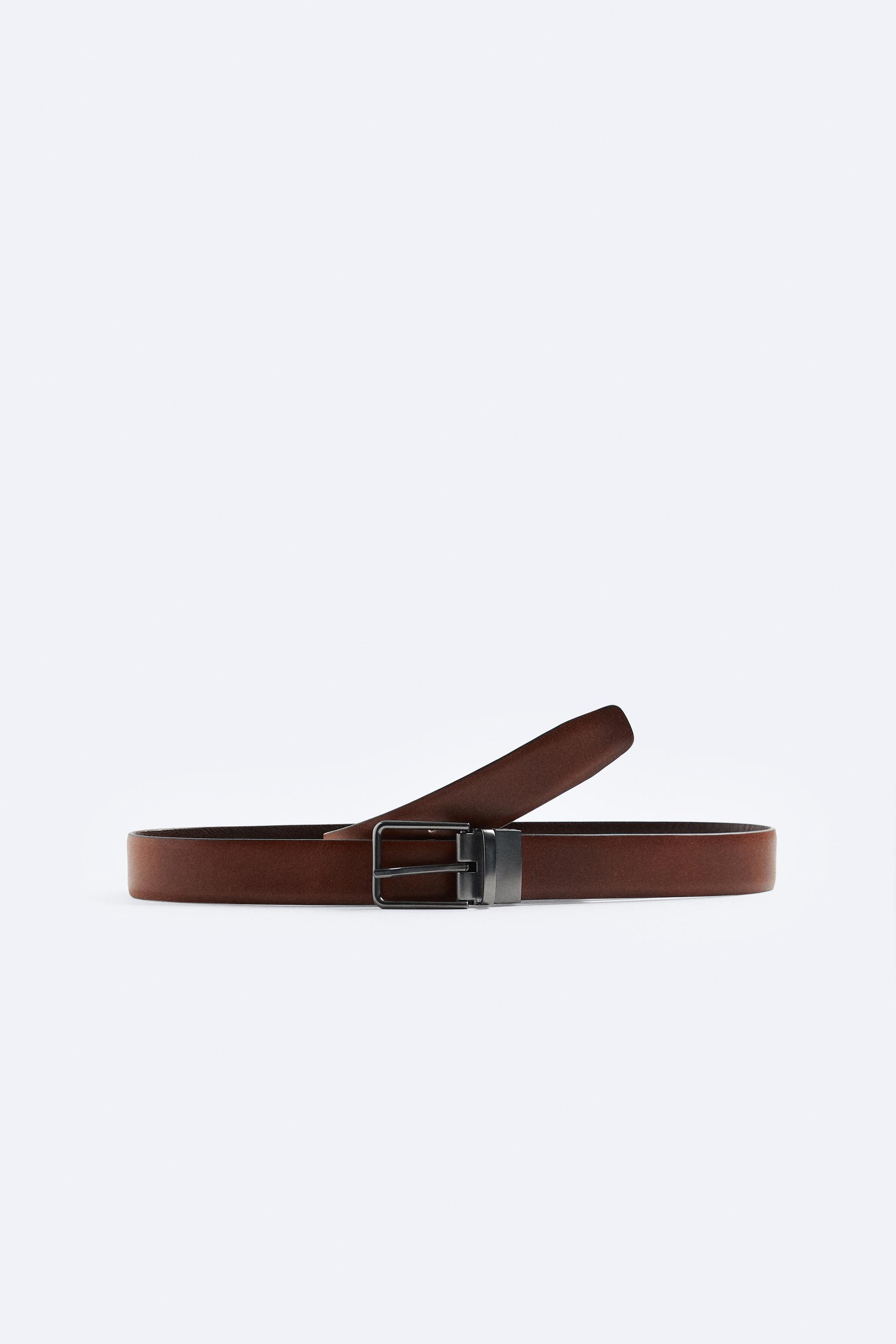 REVERSIBLE LEATHER BELT Brown ZARA United Kingdom