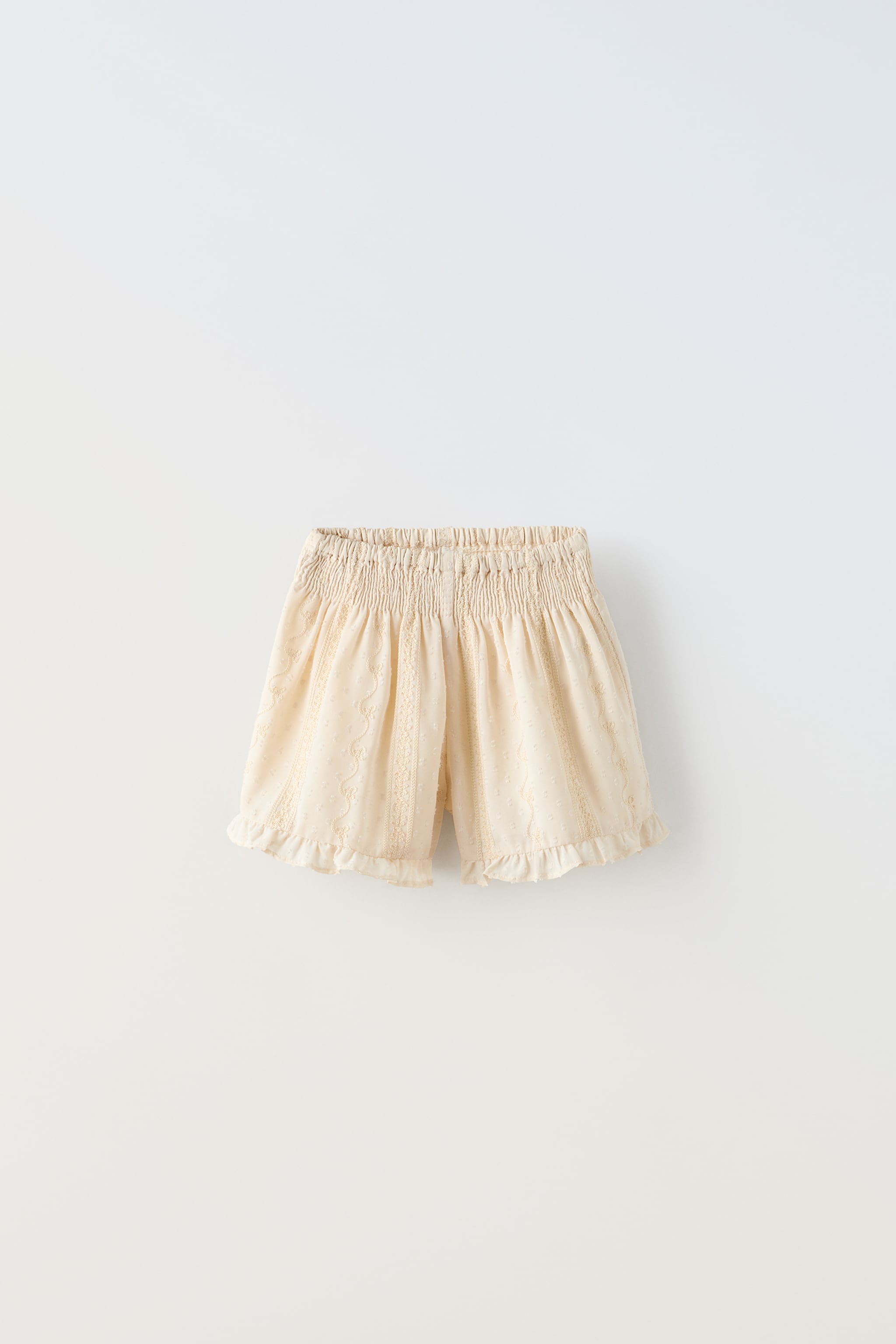 EMBROIDERED DOTTED MESH SHORTS