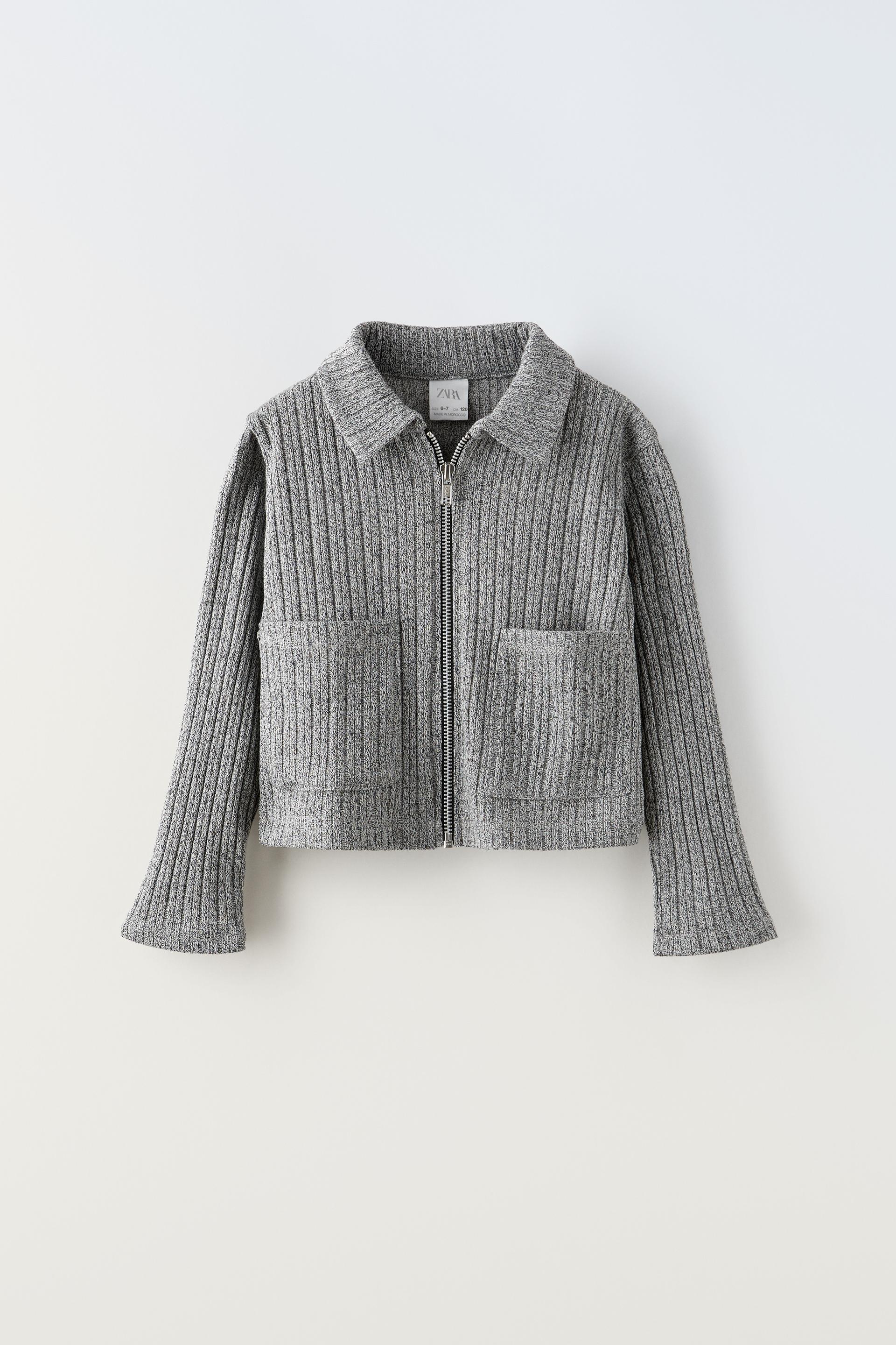 RIBBED JACKET WITH ZIP Grey ZARA Spain