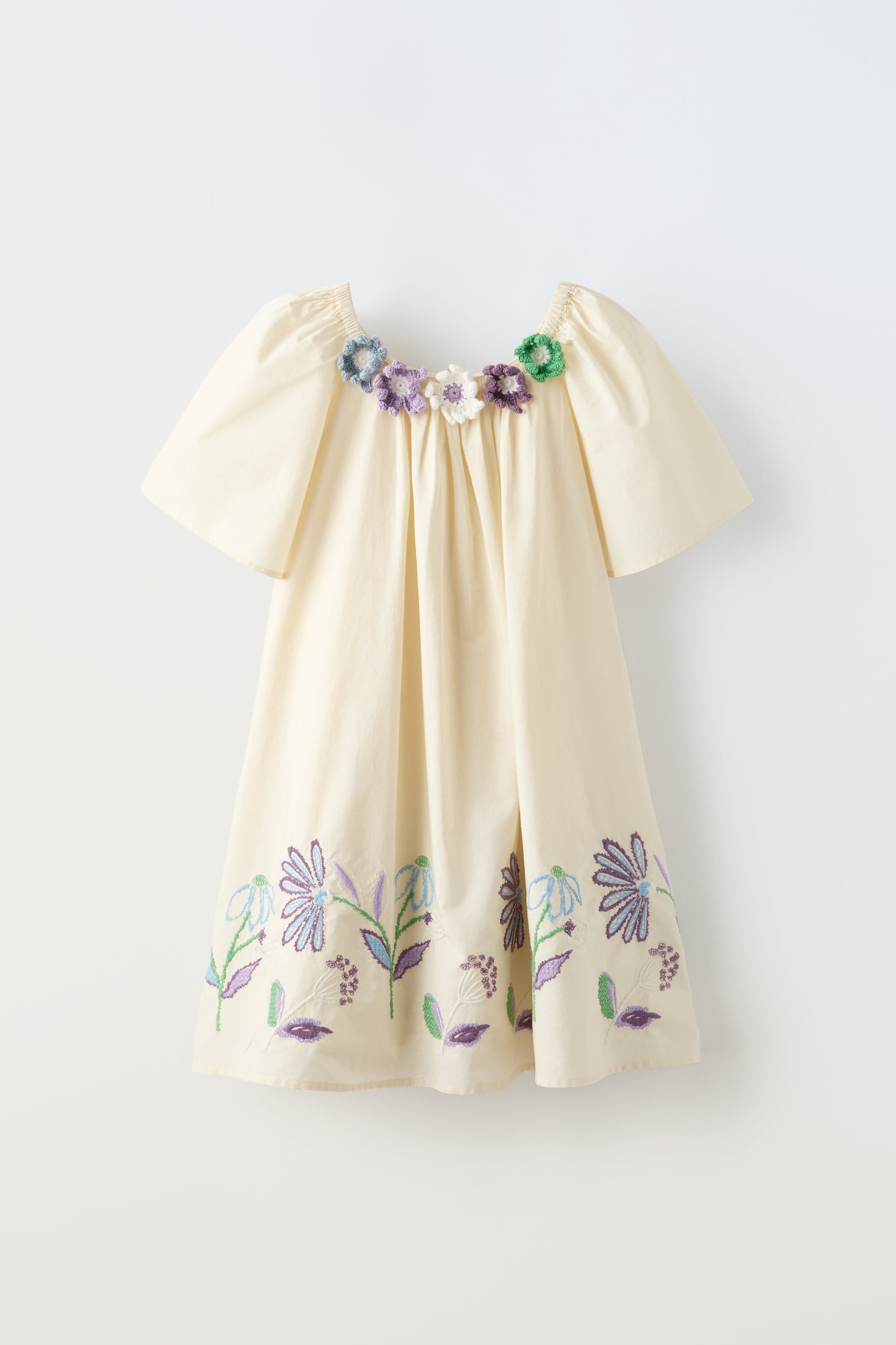 CROCHET FLOWERS EMBROIDERED DRESS