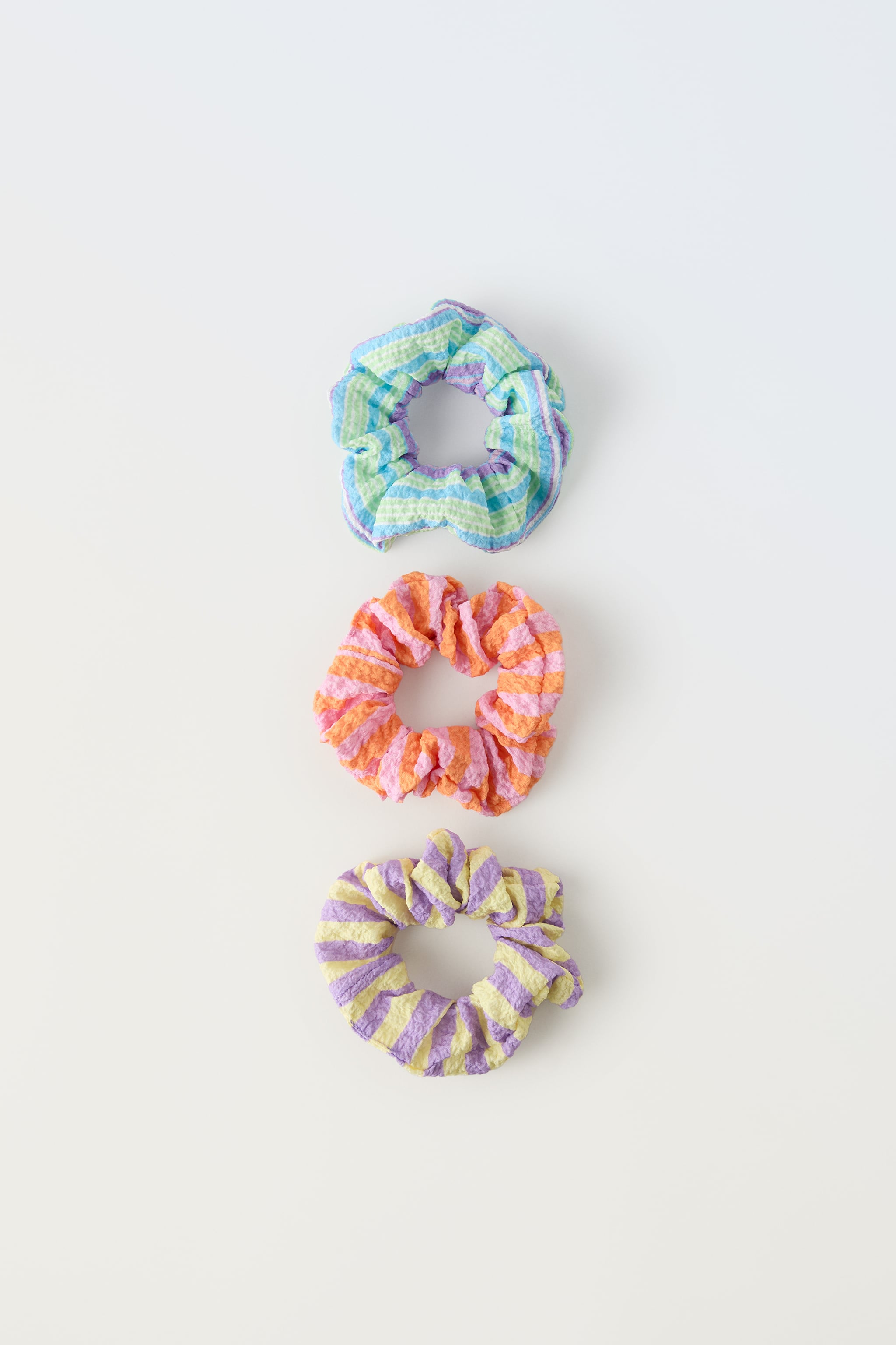 PACK OF THREE STRIPED SCRUNCHIES