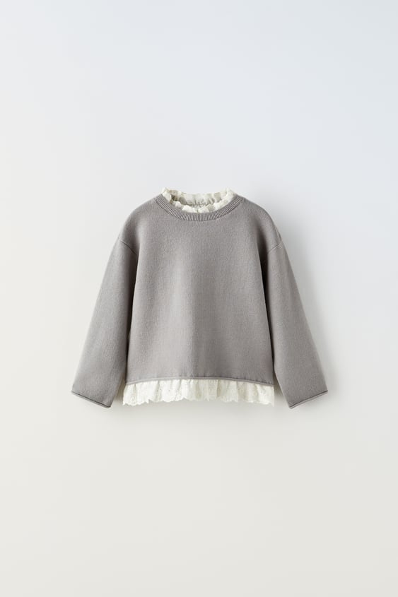 EMBROIDERED KNIT SWEATER - Taupe grey | ZARA Spain