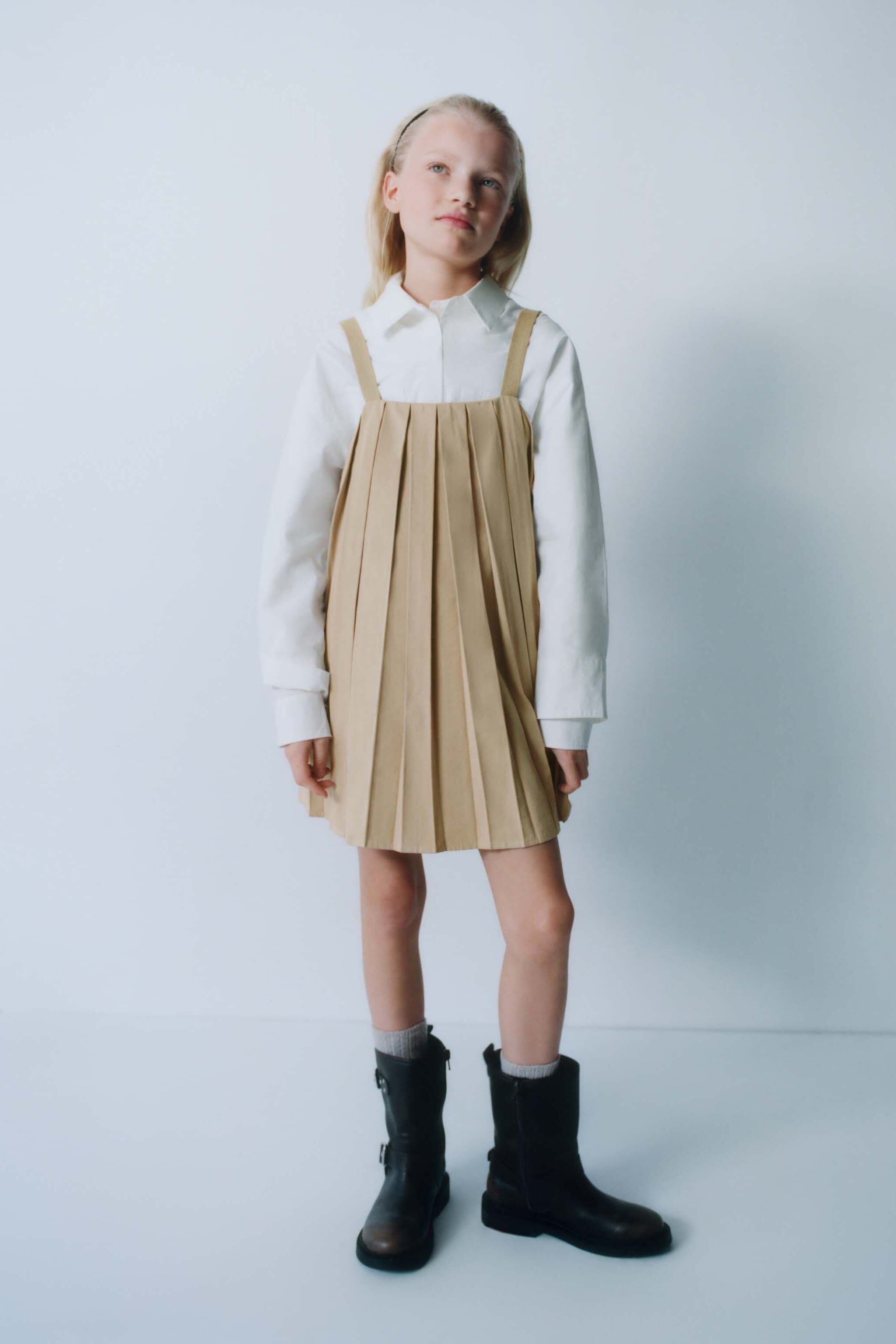 PANEL PLEATED PINAFORE DRESS