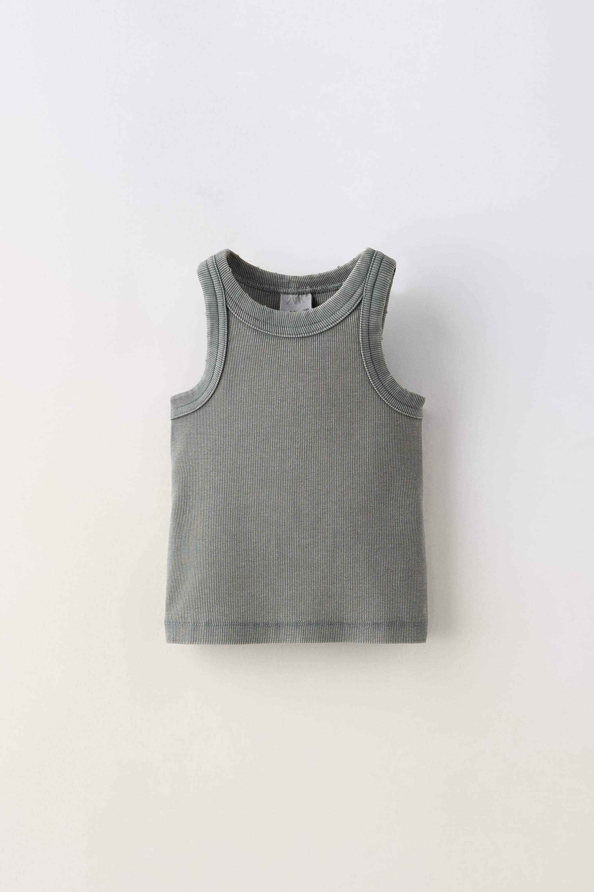 WASHED EFFECT RIBBED T-SHIRT