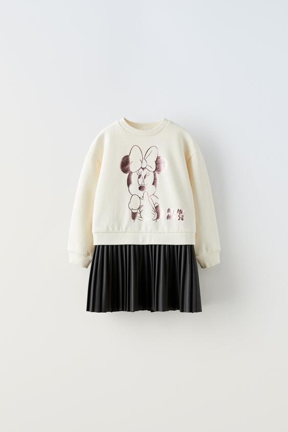 MINNIE MOUSE © DISNEY LEATHER EFFECT DRESS Ecru ZARA India