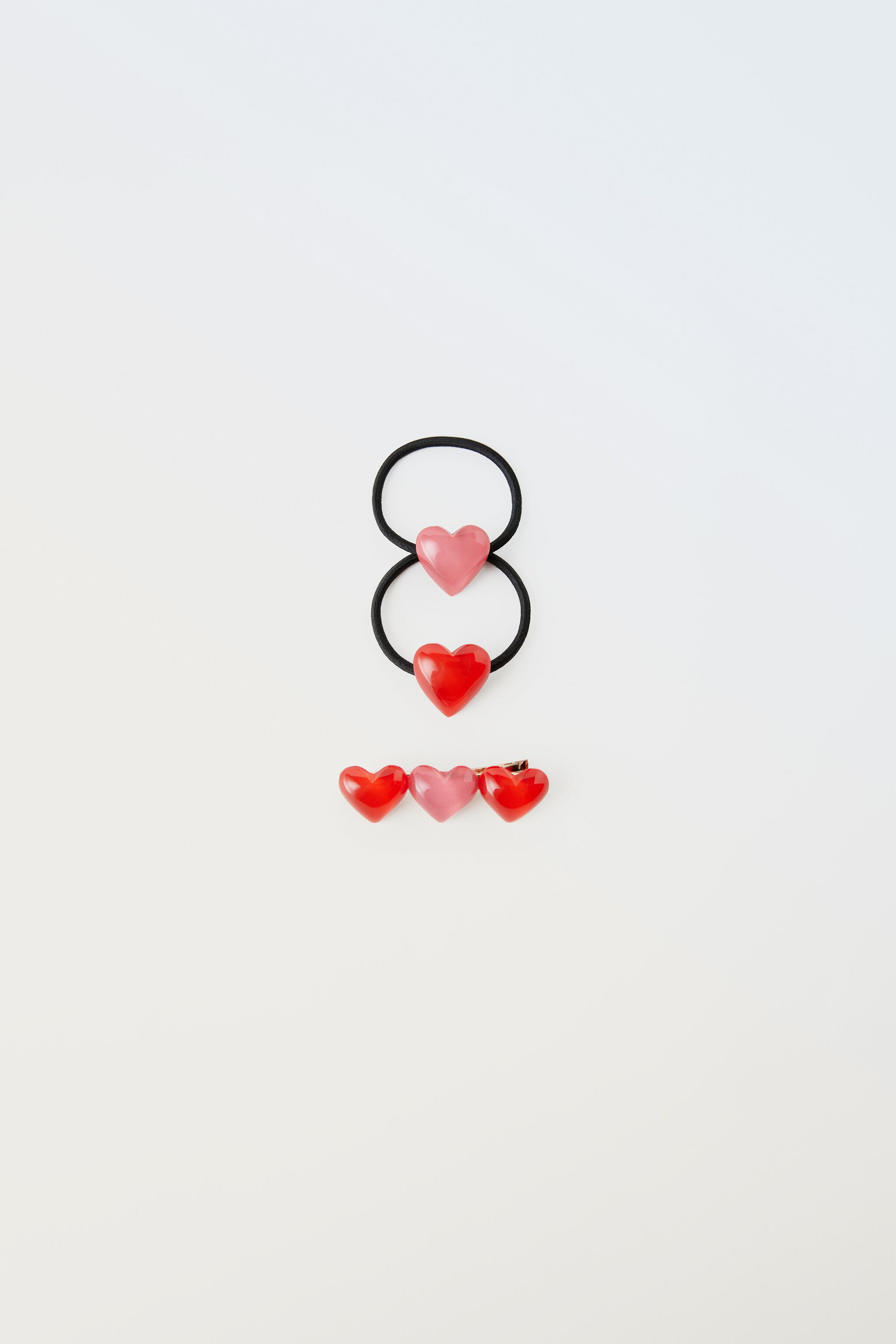 CLIP AND TWO HEART HAIR TIES PACK