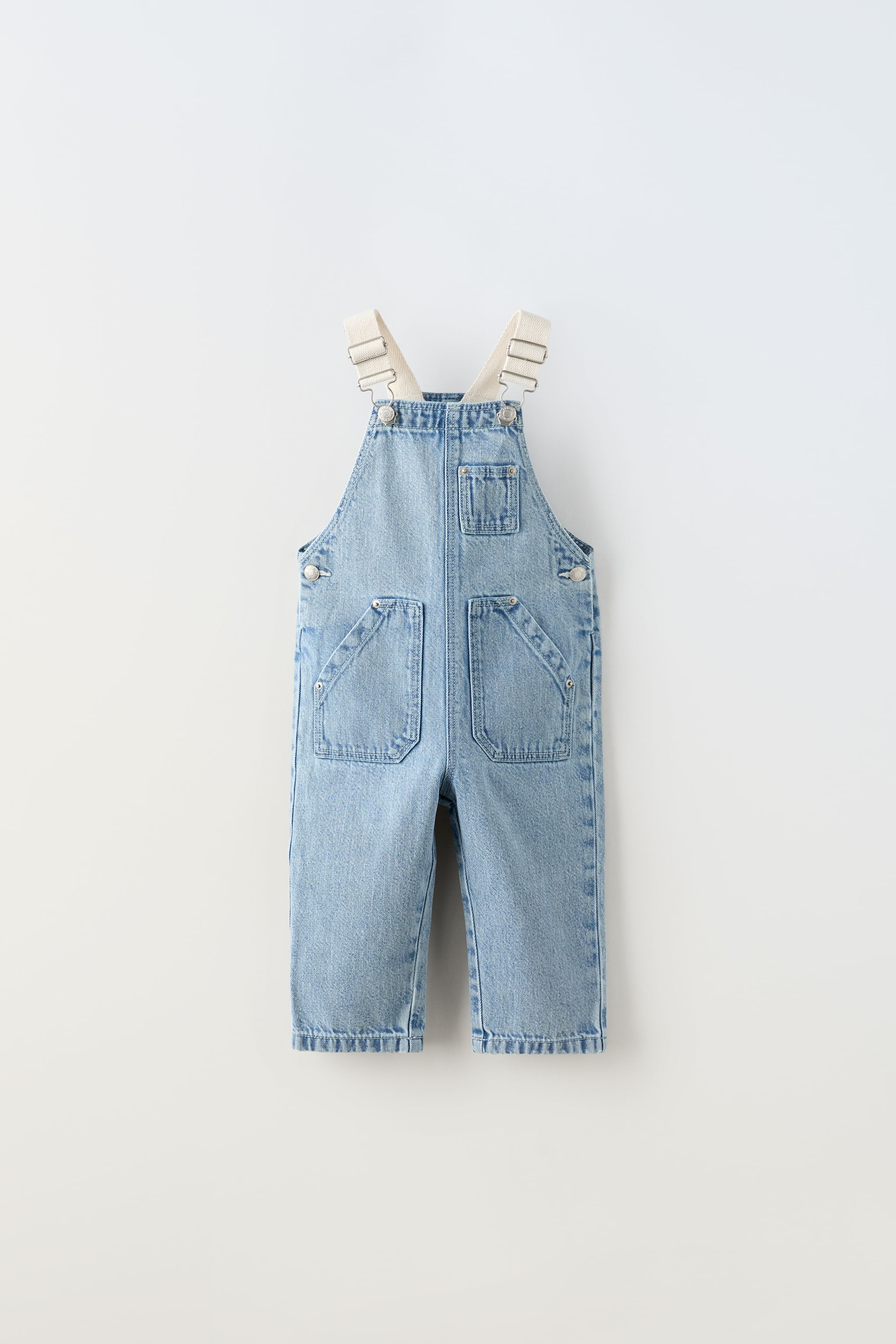 CONTRAST DENIM DUNGAREES WITH BUCKLES