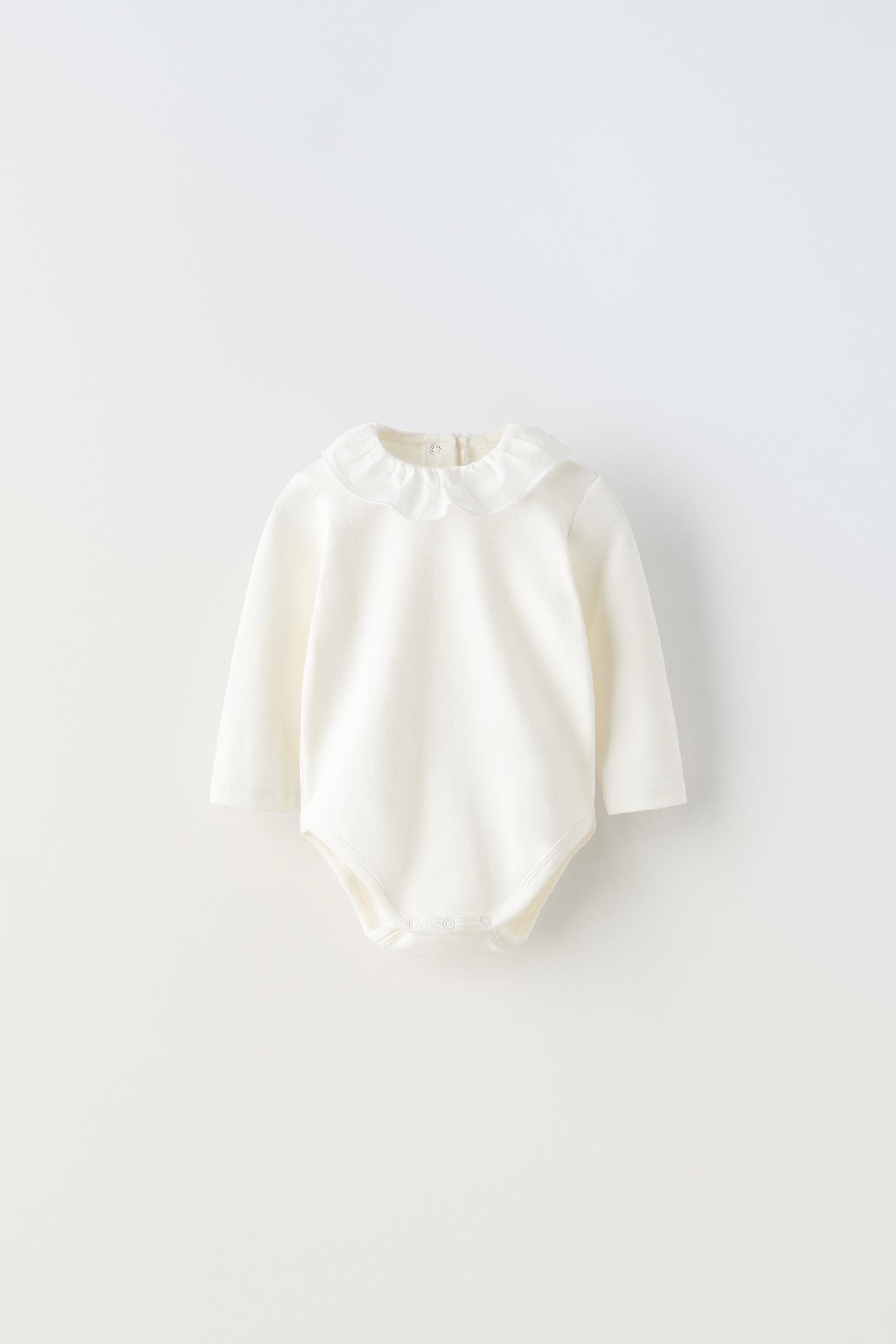 CONTRAST BODYSUIT WITH RUFFLE DETAIL White ZARA Turkey