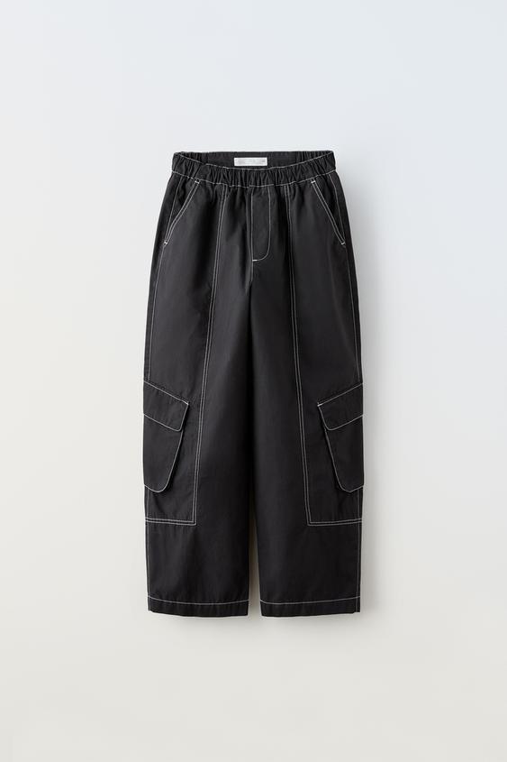 TECHNICAL TROUSERS WITH TOPSTITCHING Charcoal ZARA United Kingdom