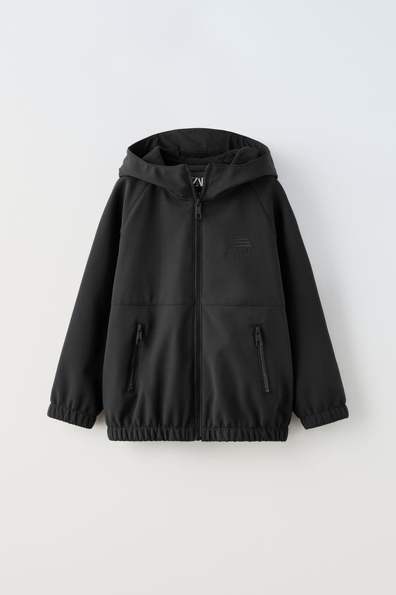 WATERREPELLENT SOFT SHELL HOODED JACKET Black ZARA Spain