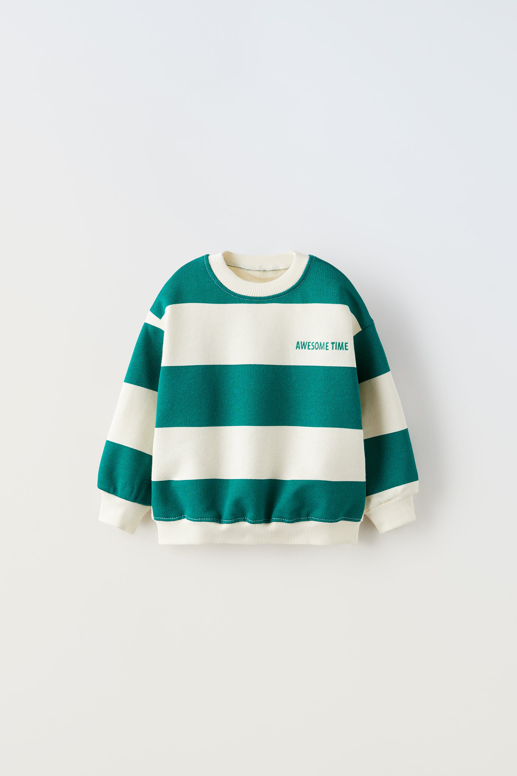 EMBROIDERED TEXT STRIPED SWEATSHIRT