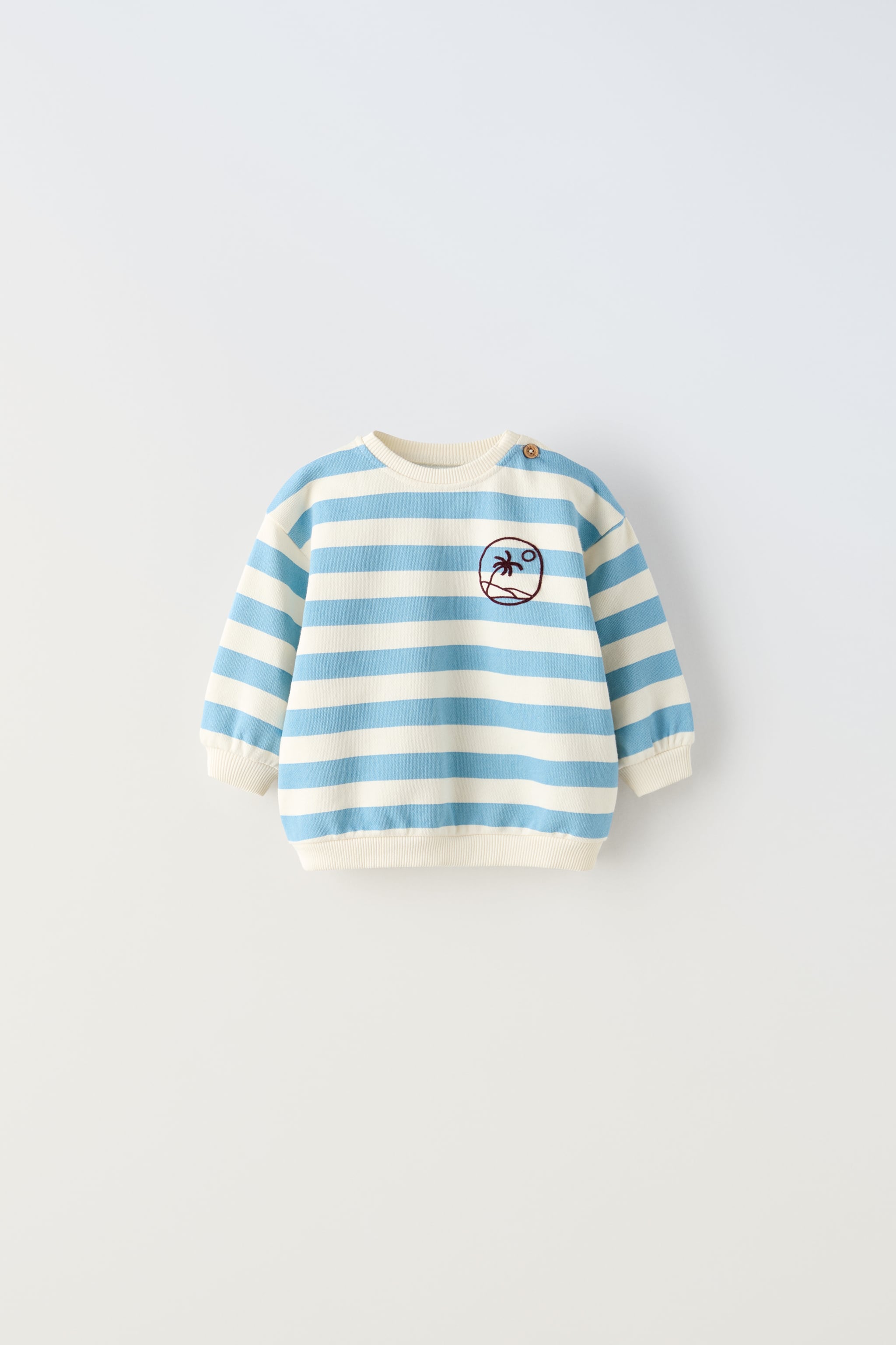 STRIPED SWEATSHIRT WITH FLOCKED EMBROIDERY