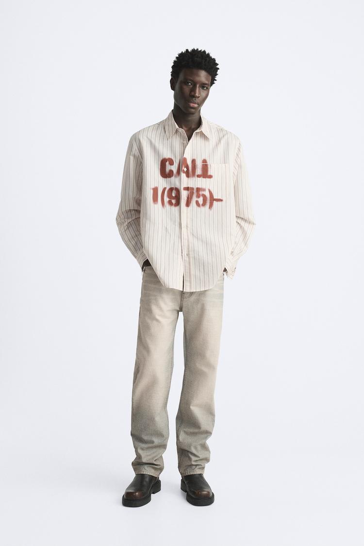 SPRAY PRINT STRIPED SHIRT