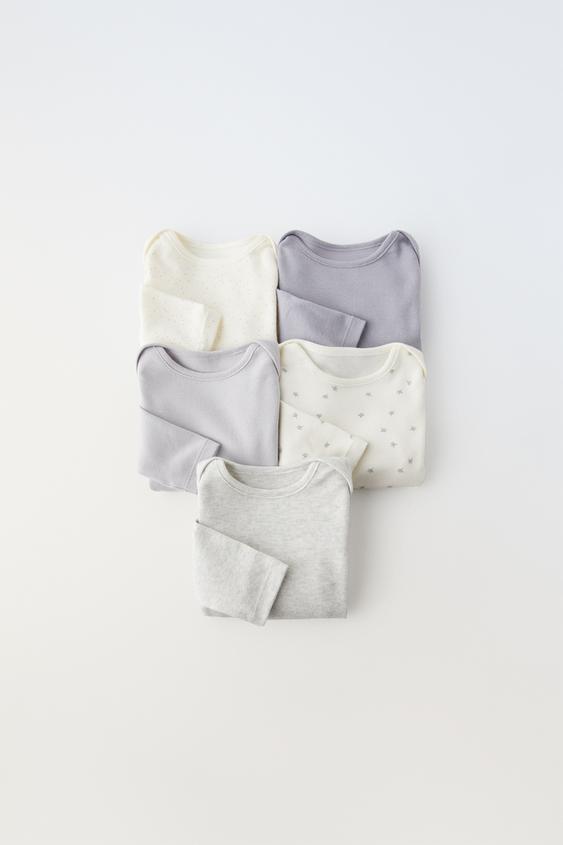 PACK OF FIVE BRANCH BODYSUITS Grey ZARA Turkey