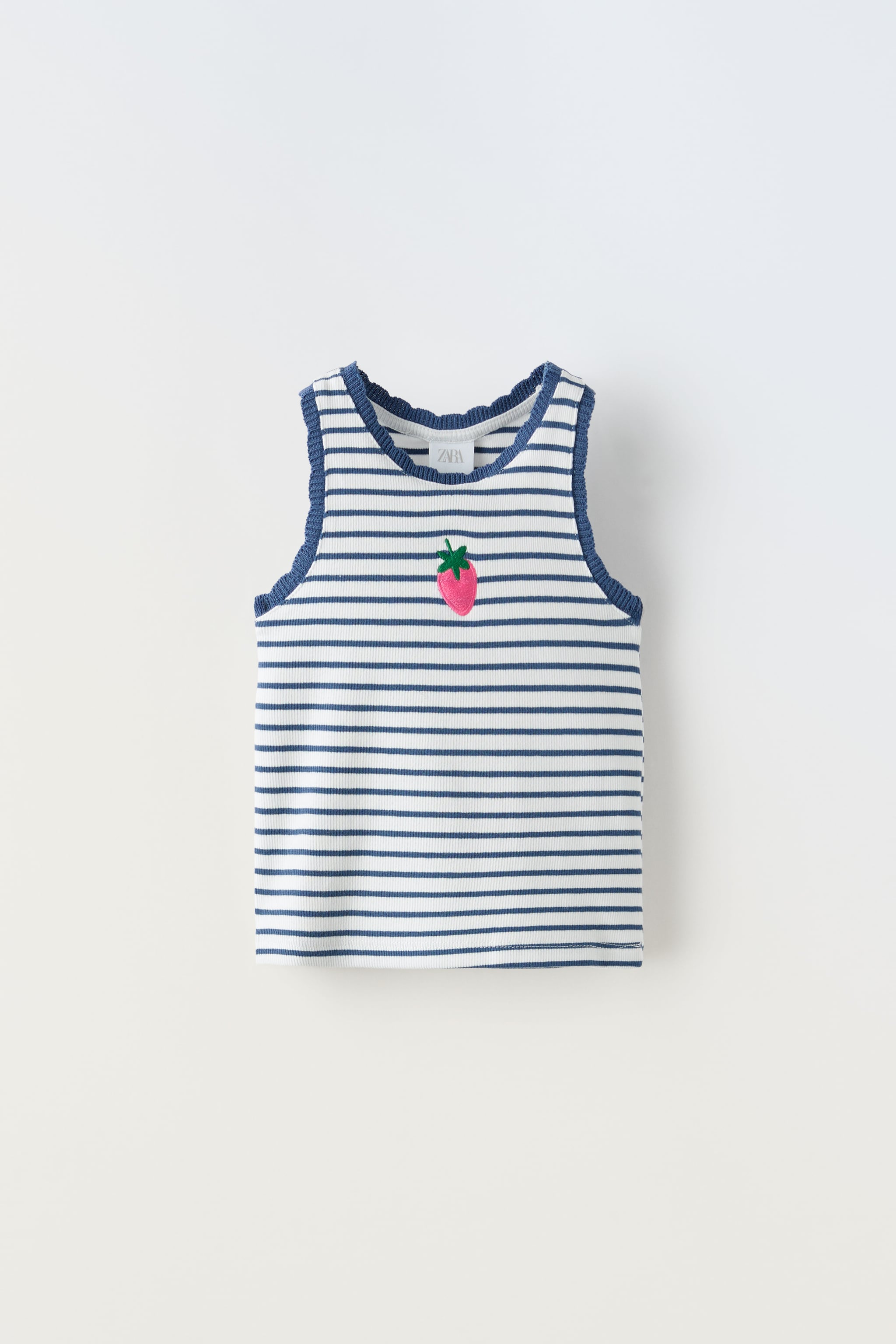 EMBROIDERED FRUIT RIB TANK TOP