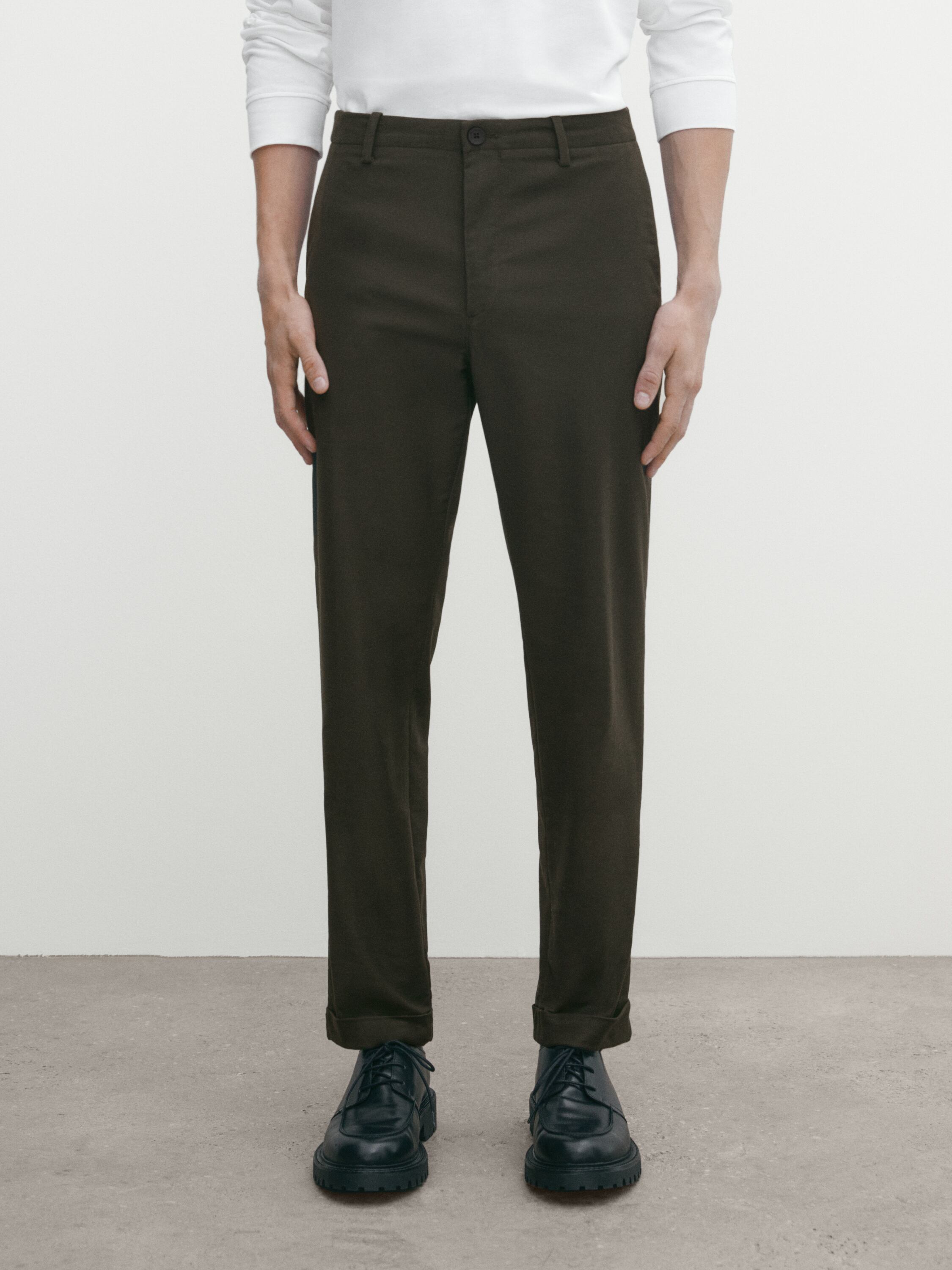 Relaxed fit twill chino trousers