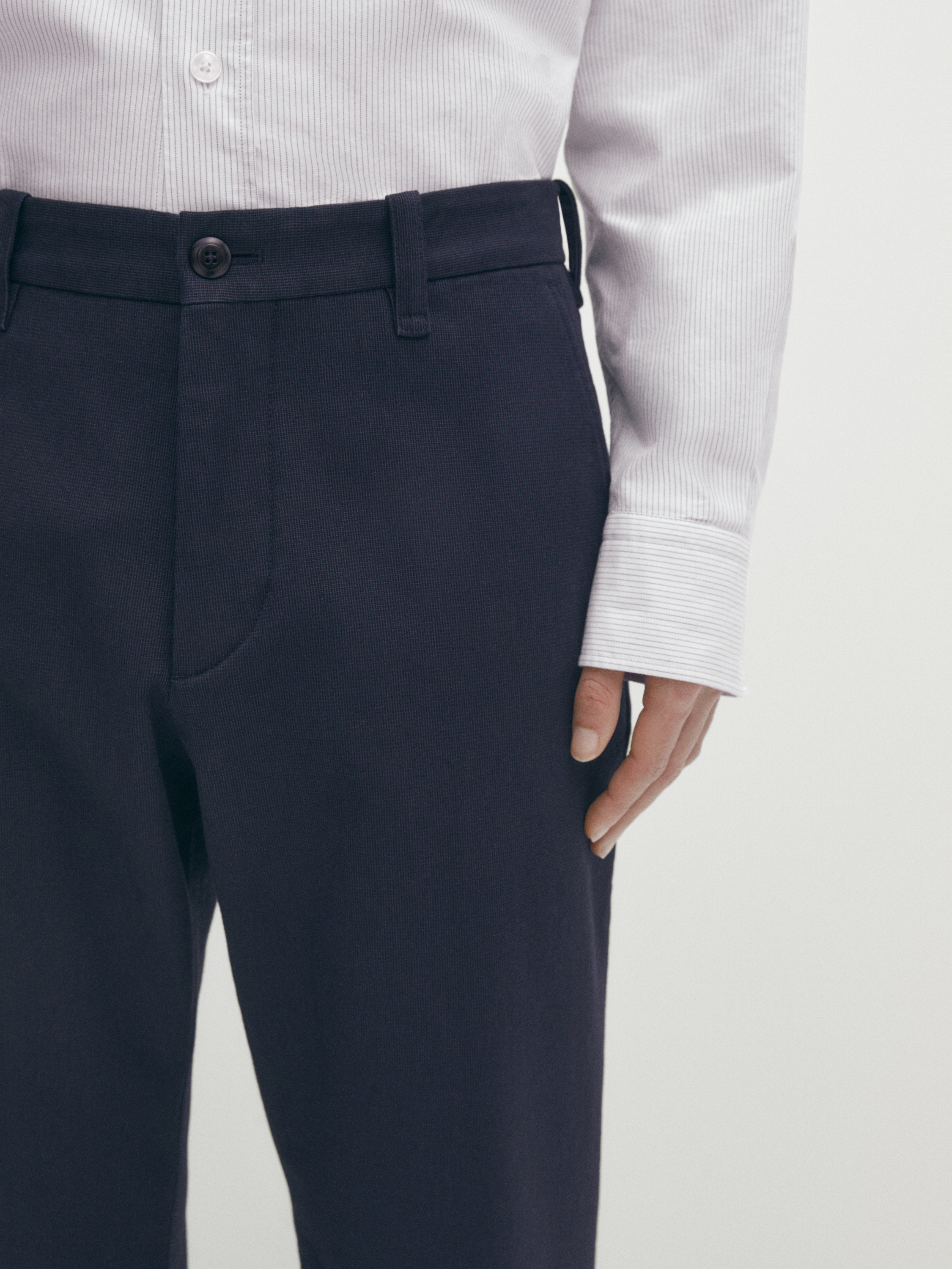 Slim-fit dyed-thread textured chinos
