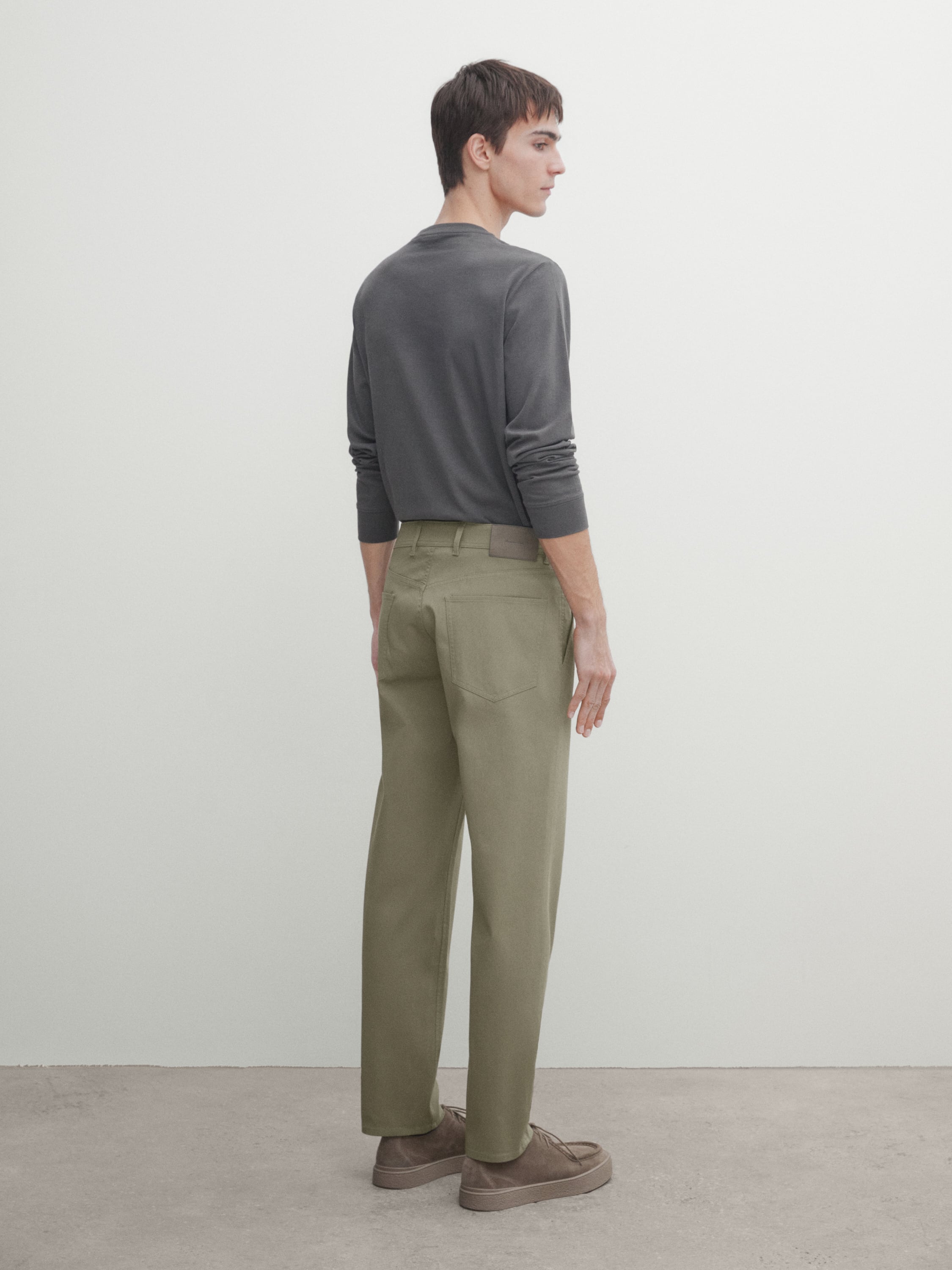 Tapered-fit denim trousers
