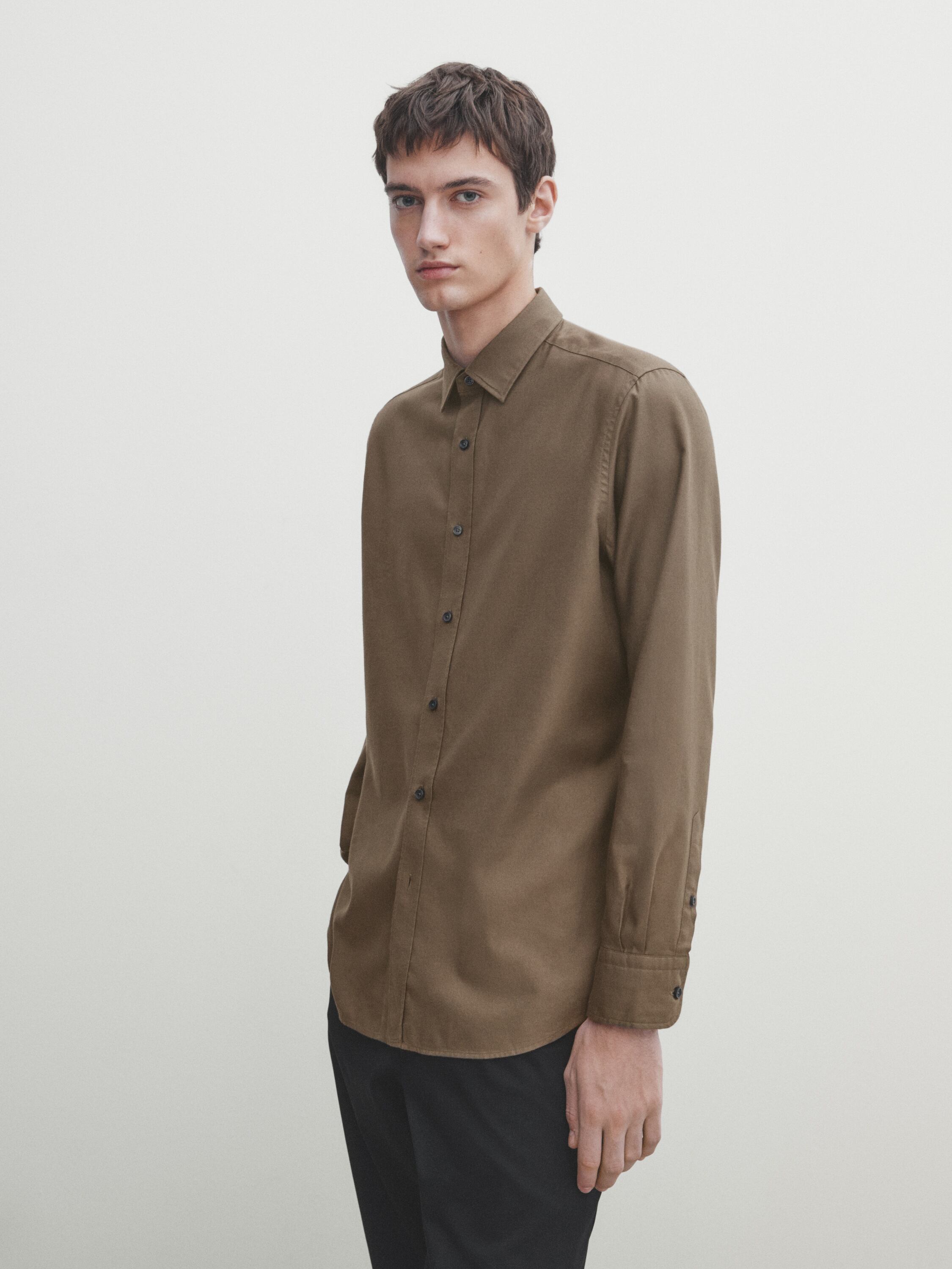 Slim-fit soft touch twill shirt