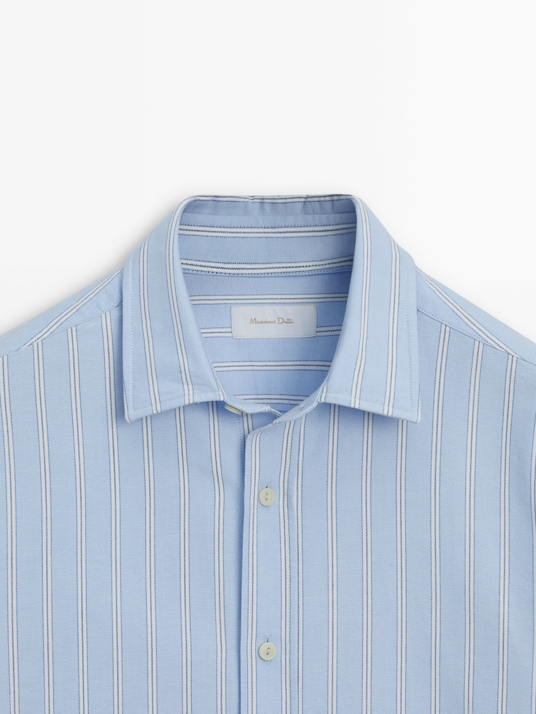 Regular-fit wide-striped Oxford shirt