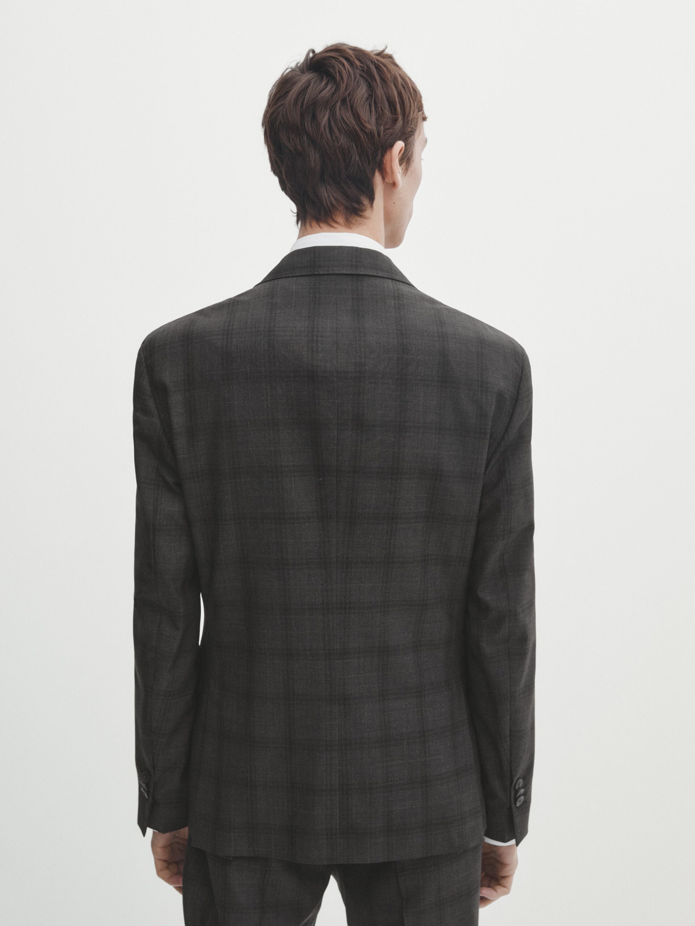 Windowpane check 110's wool suit blazer