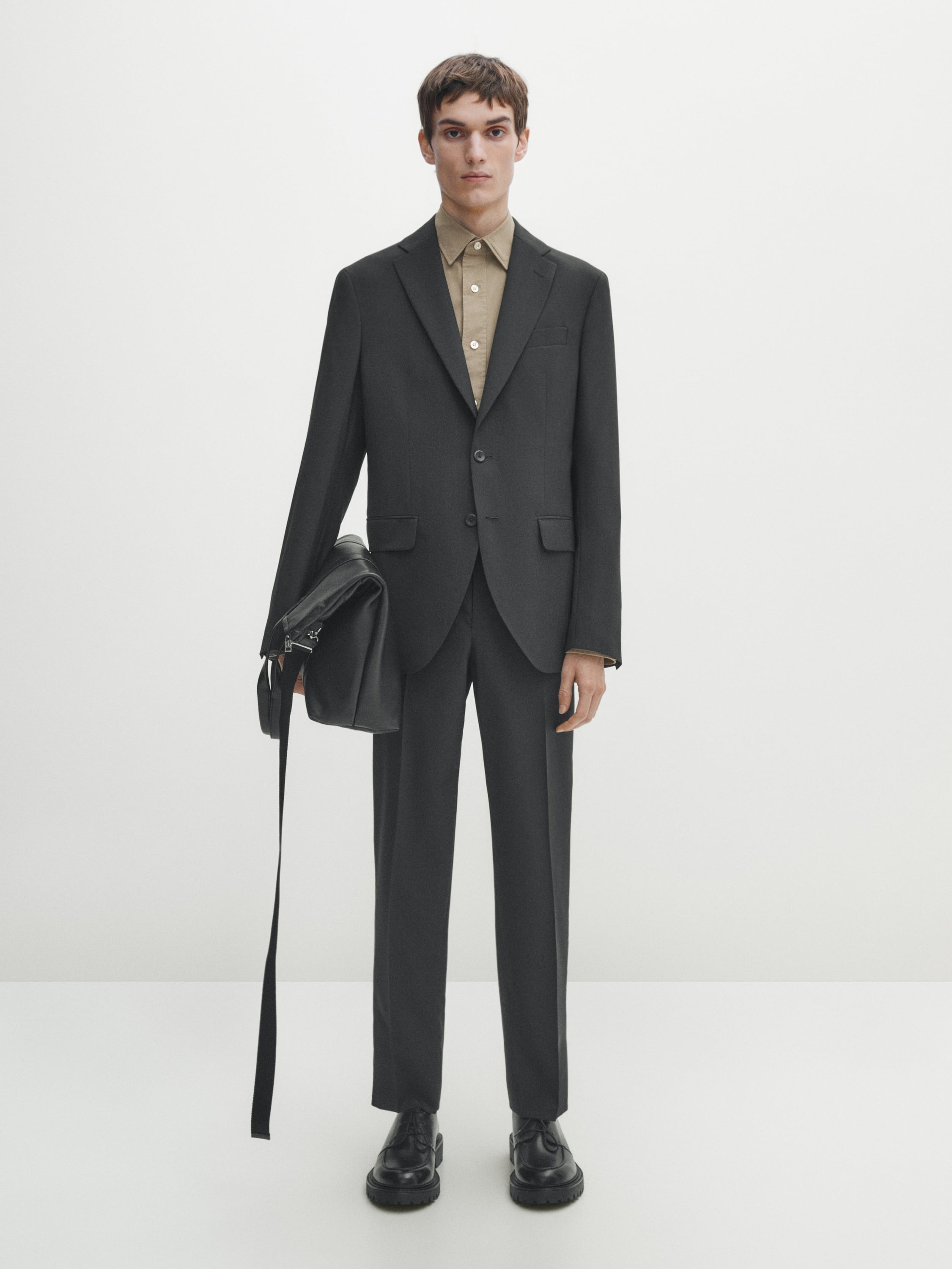 Grey stretch wool suit blazer