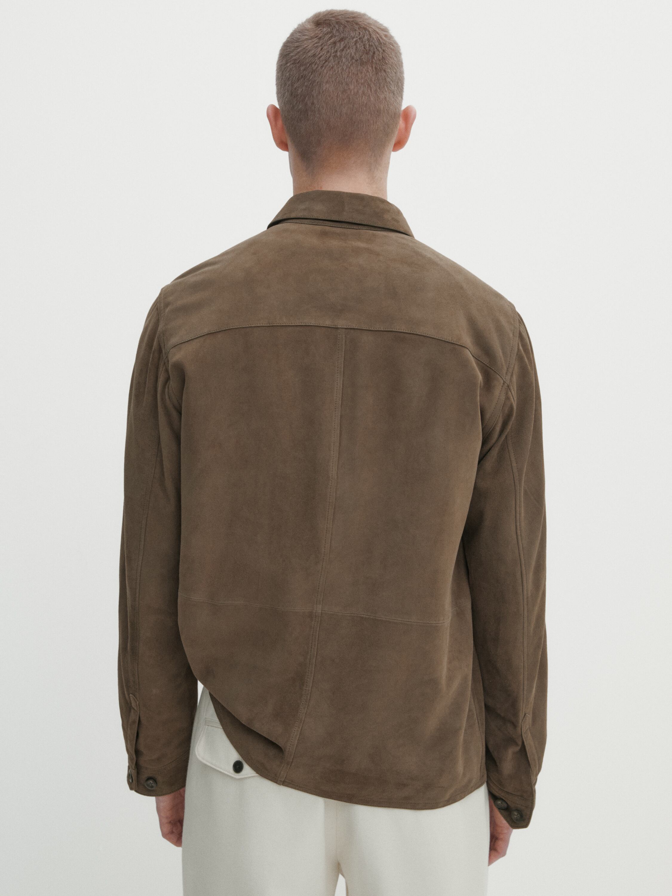 Suede overshirt with pocket