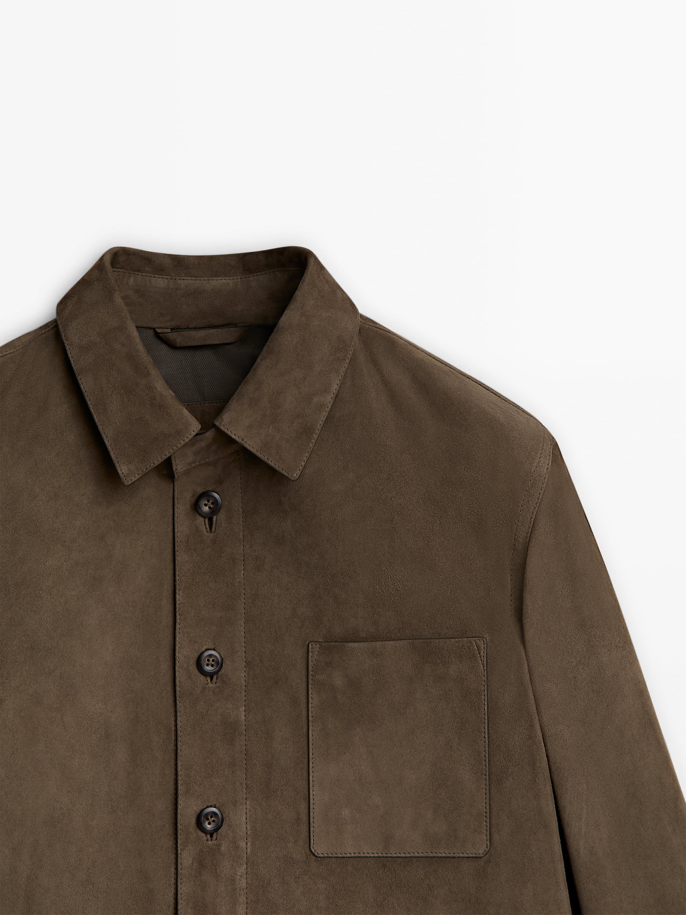 Suede overshirt with pocket