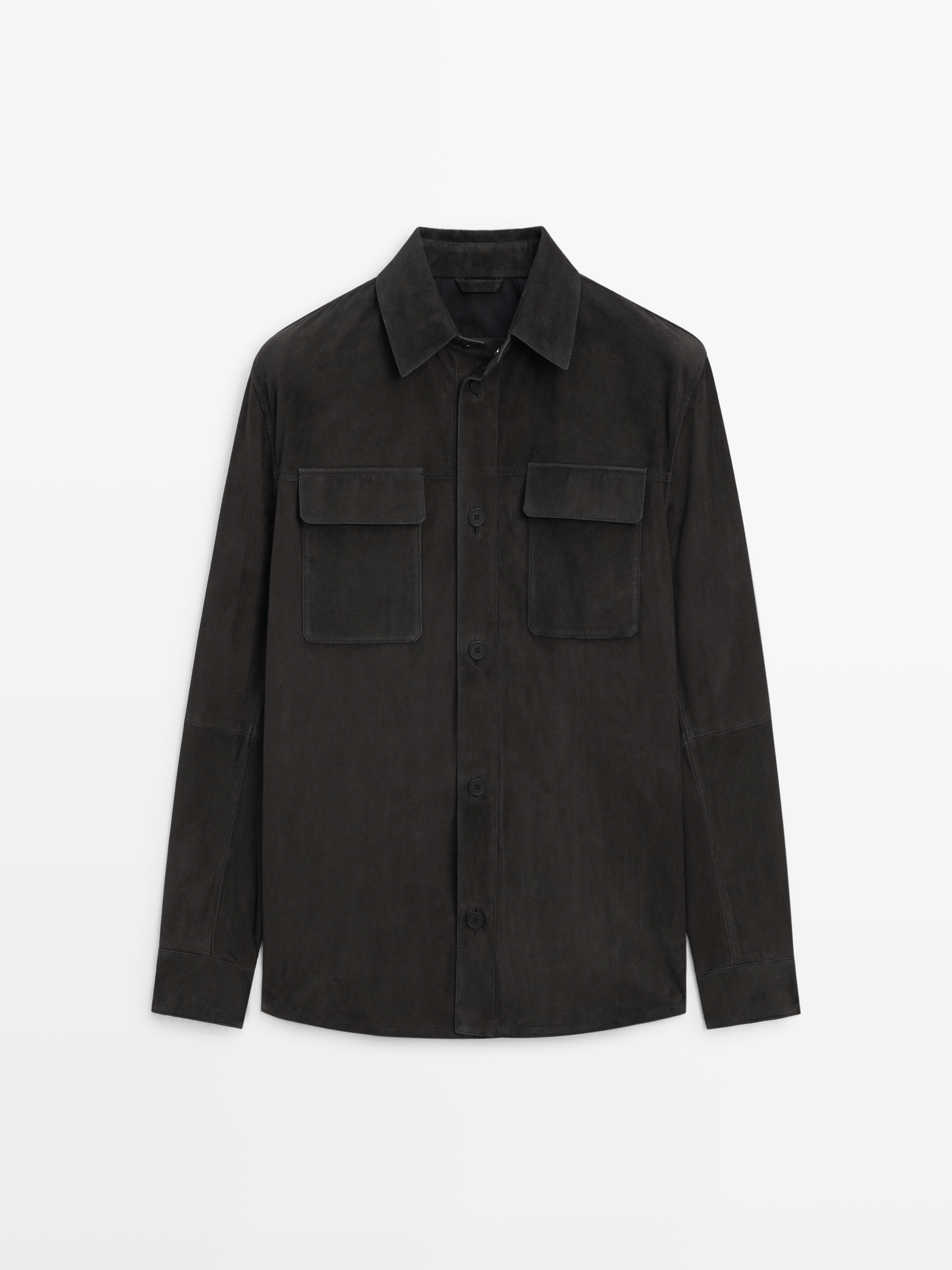 Suede overshirt with chest pockets