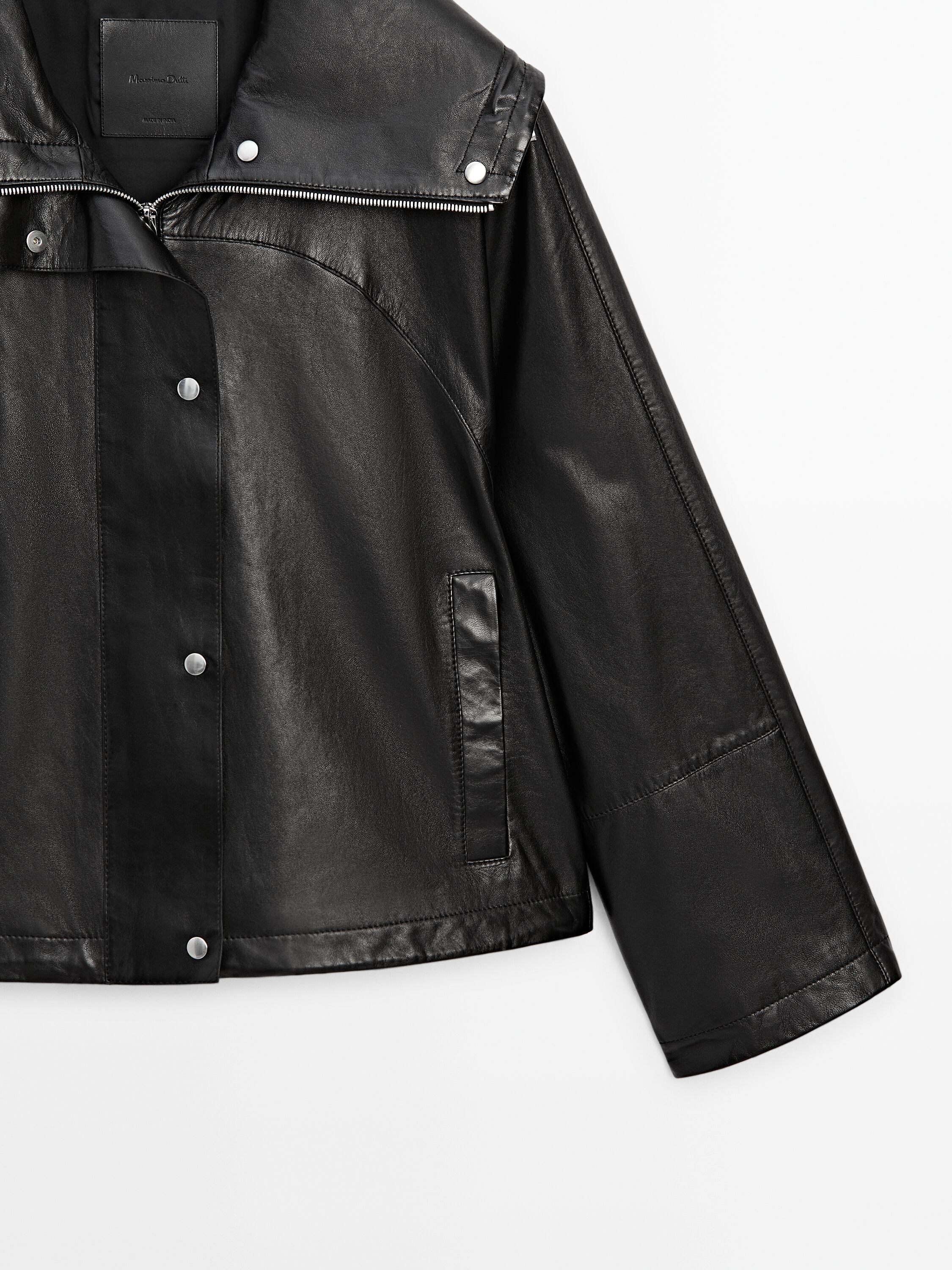 Nappa leather jacket with snap-buttons