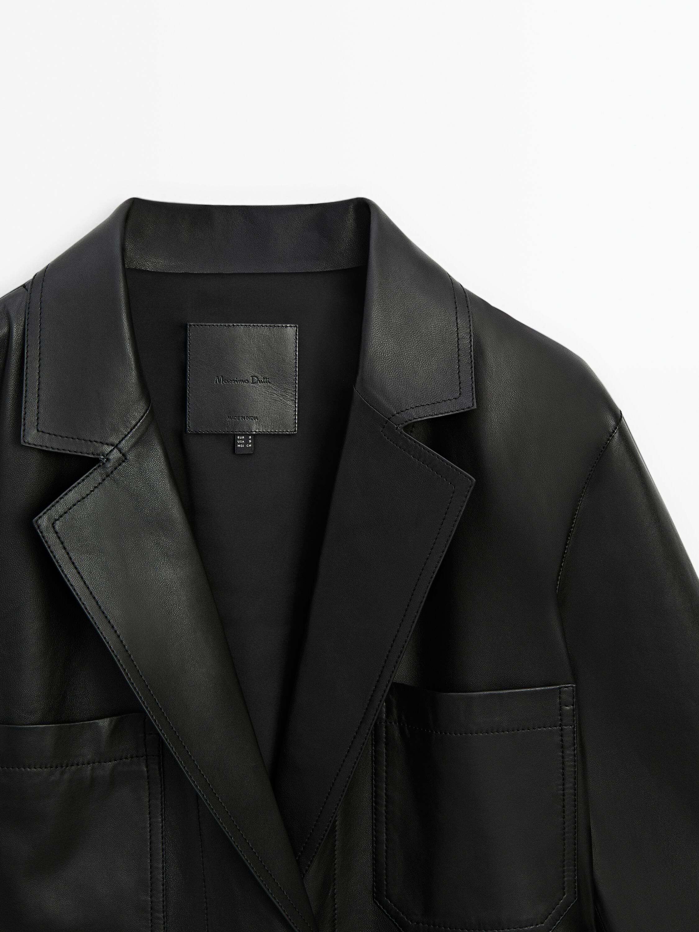 Nappa leather blazer with knot