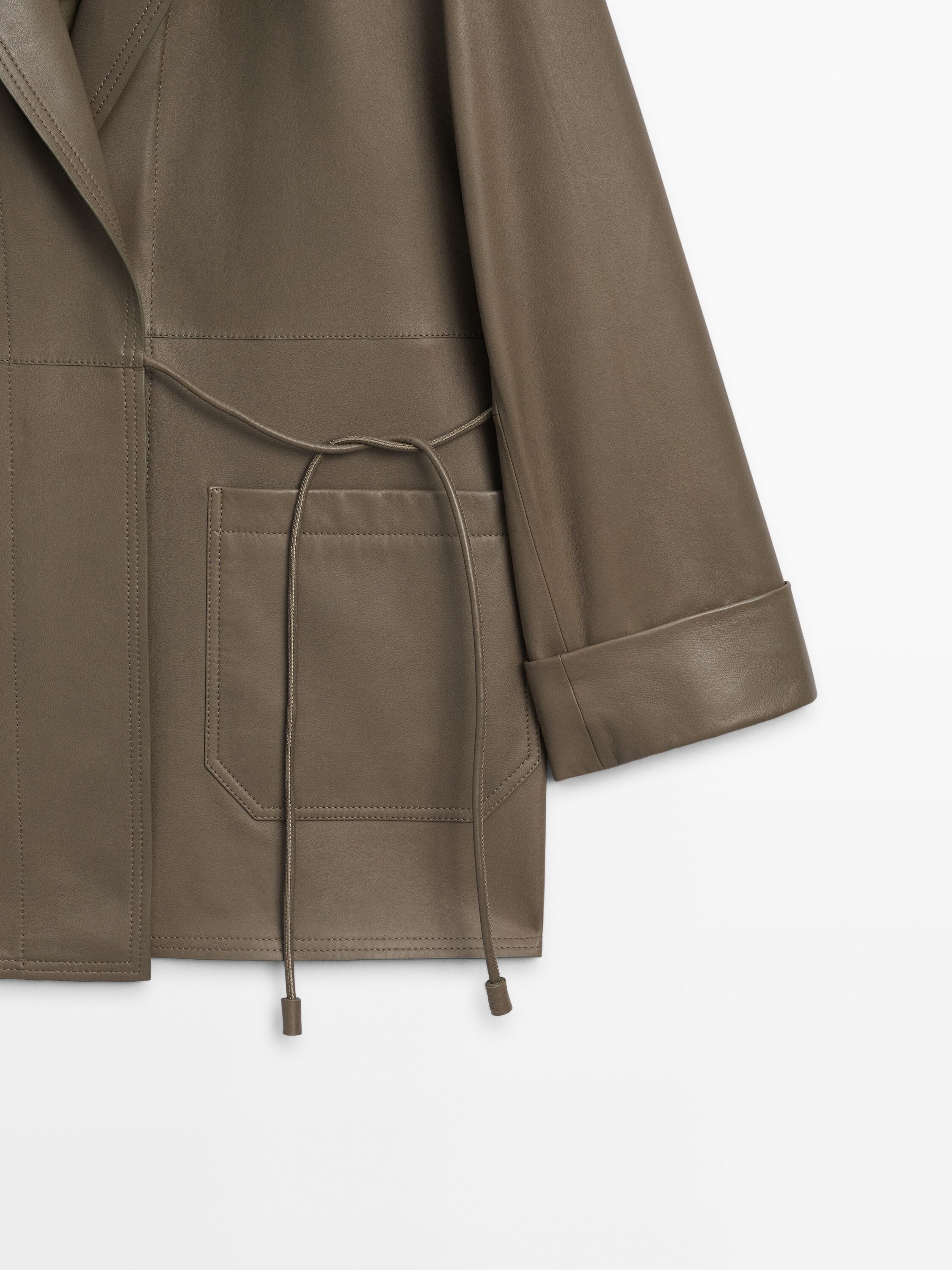 Nappa leather blazer with drawstrings