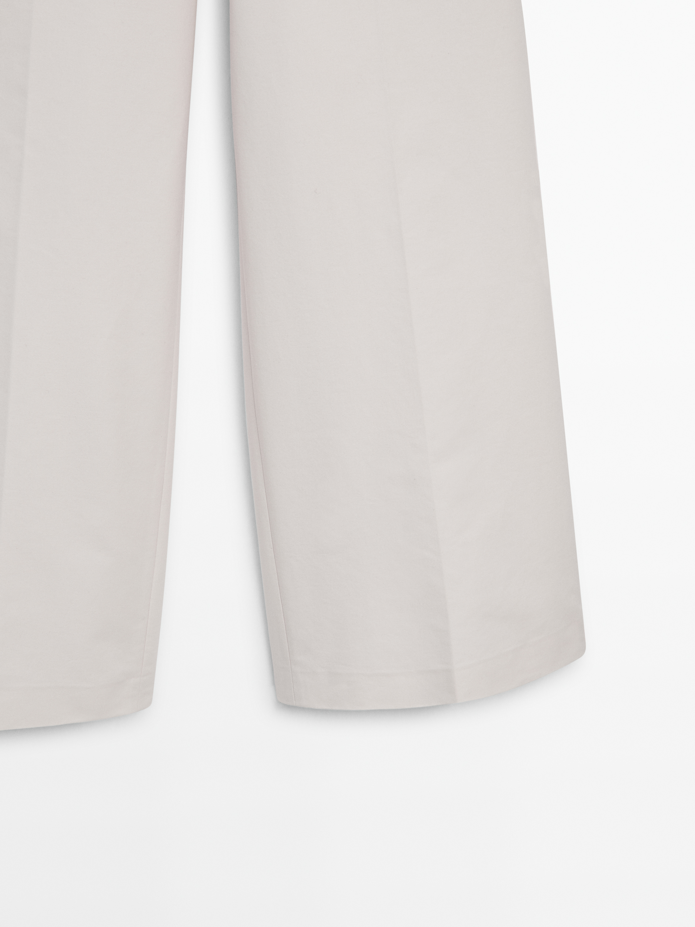 Cotton blend wide-leg trousers