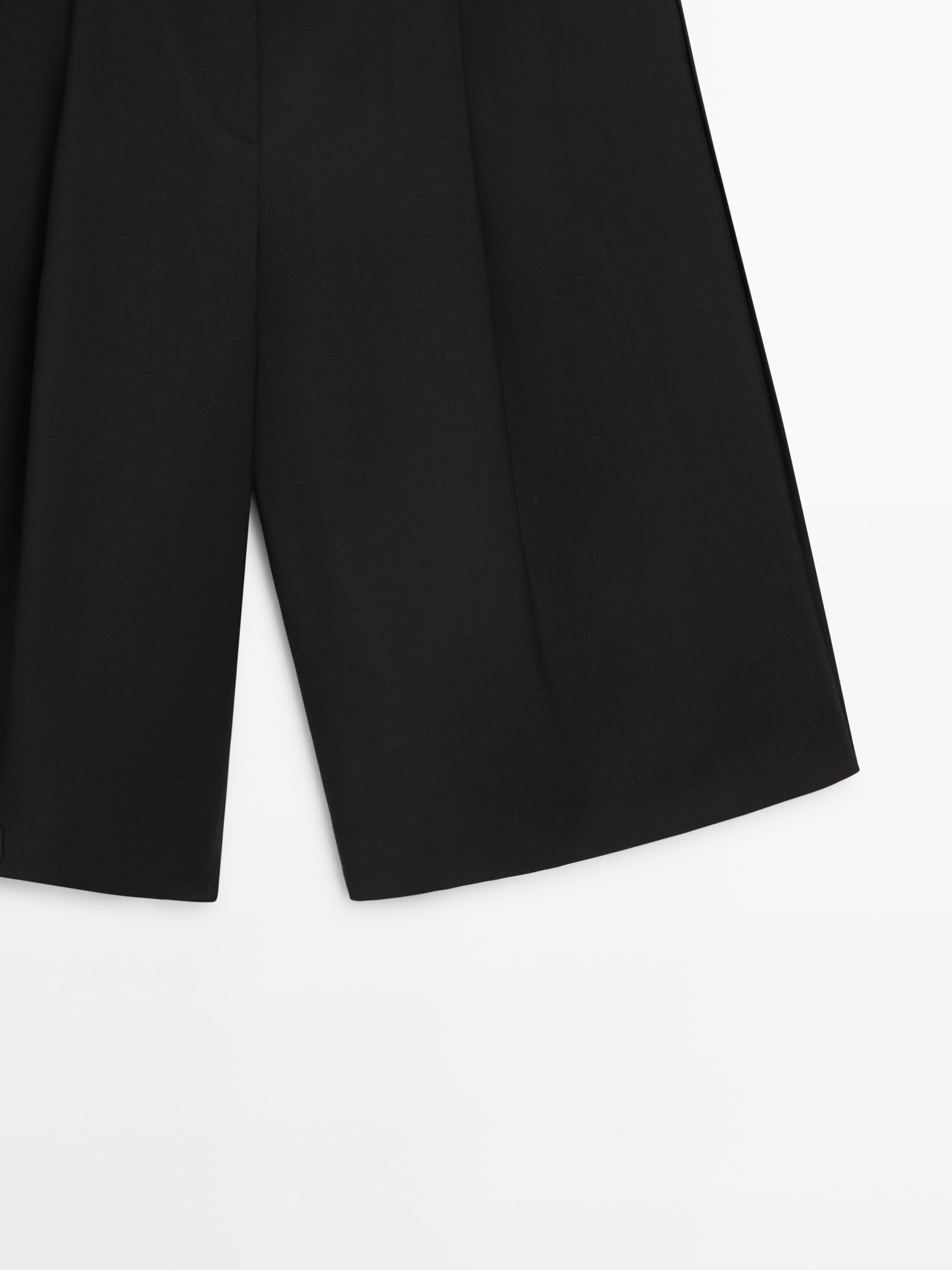 Cool wool blend darted long Bermuda shorts