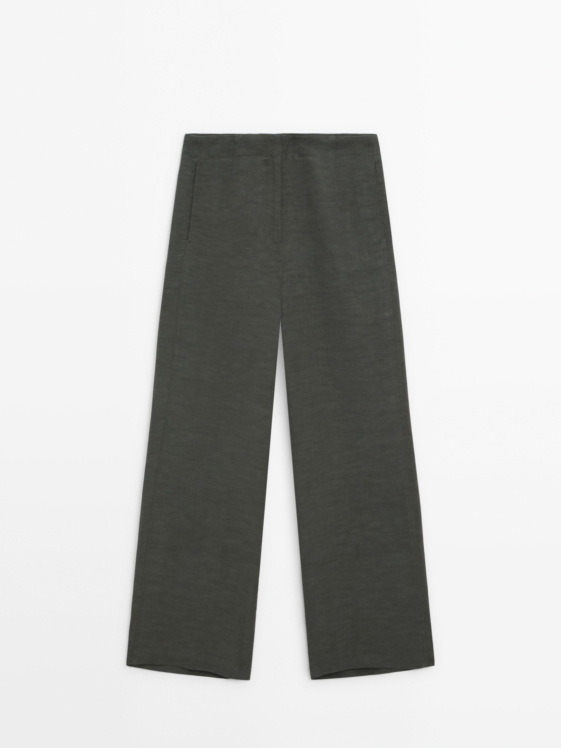 Linen blend wide-leg trousers