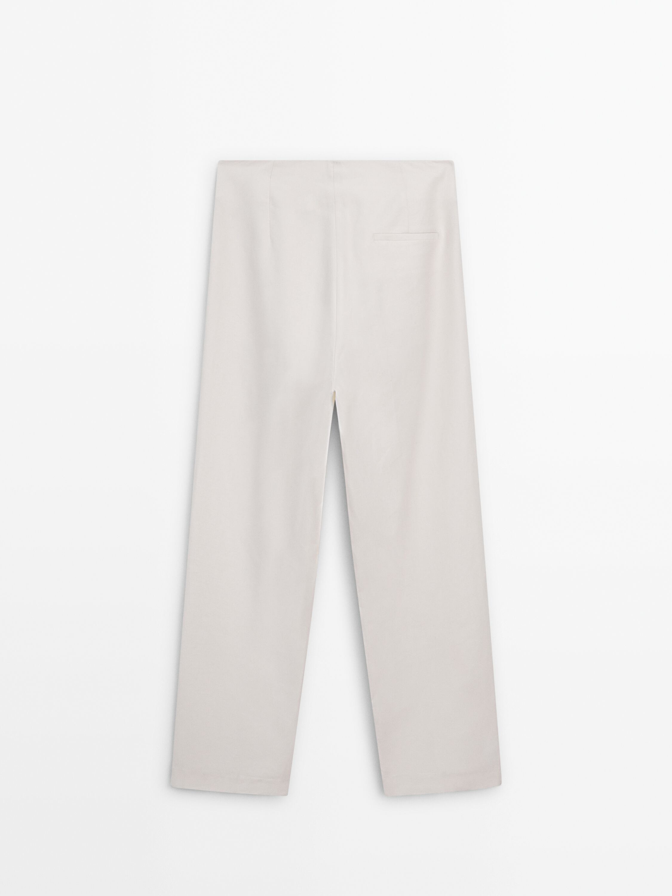 Darted linen blend trousers