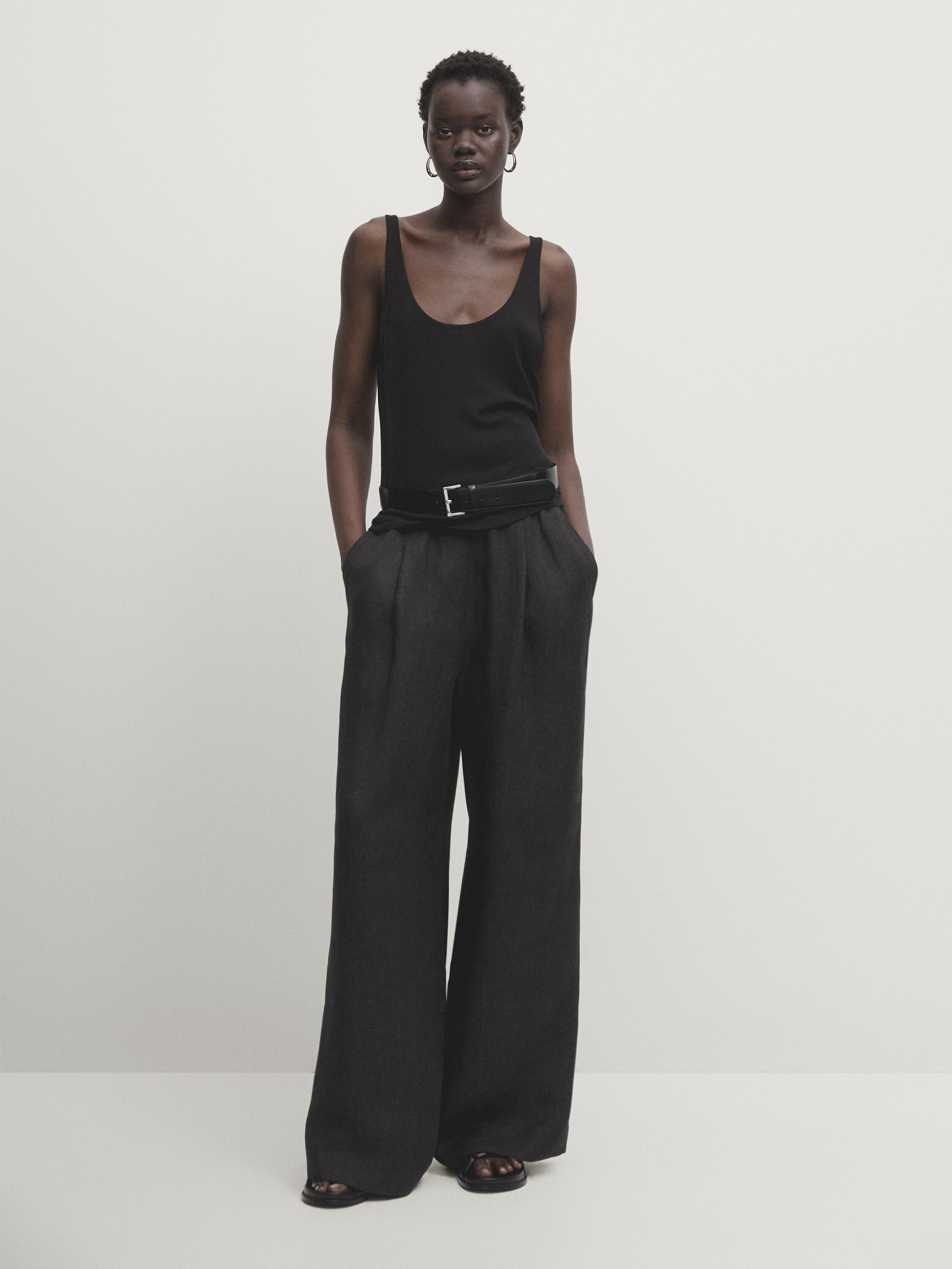 Wide-leg trousers with elasticated waistband