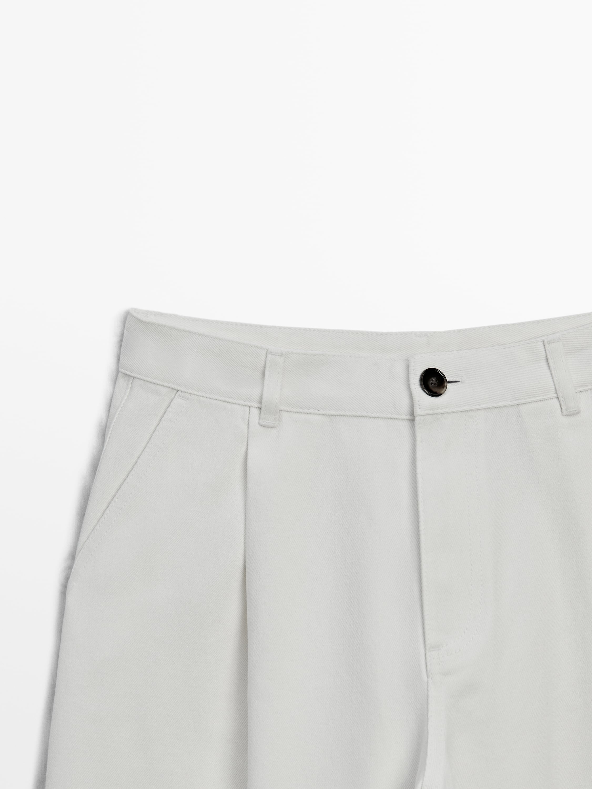 Twill cotton trousers with double darts