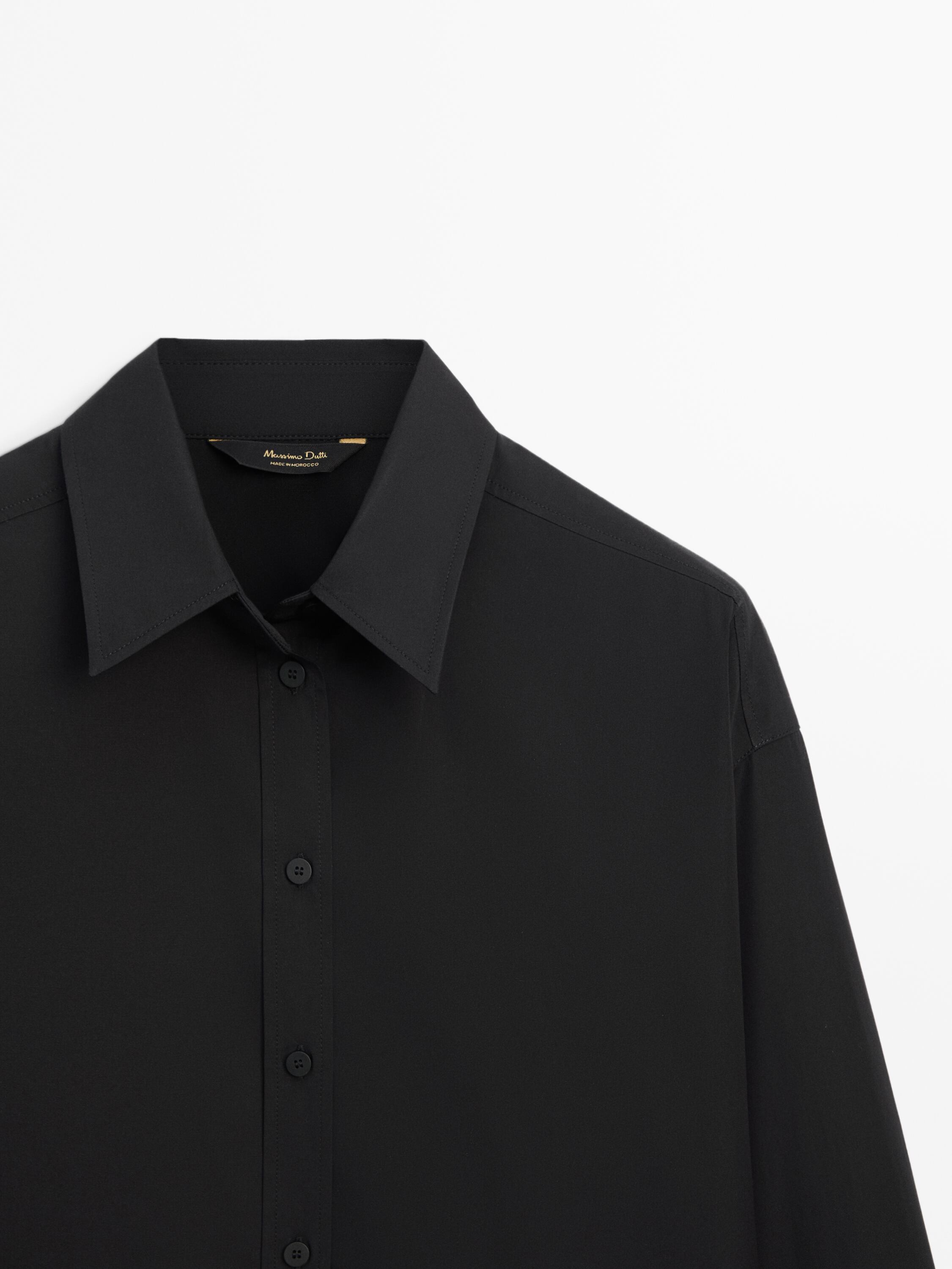 Black poplin oversize blouse