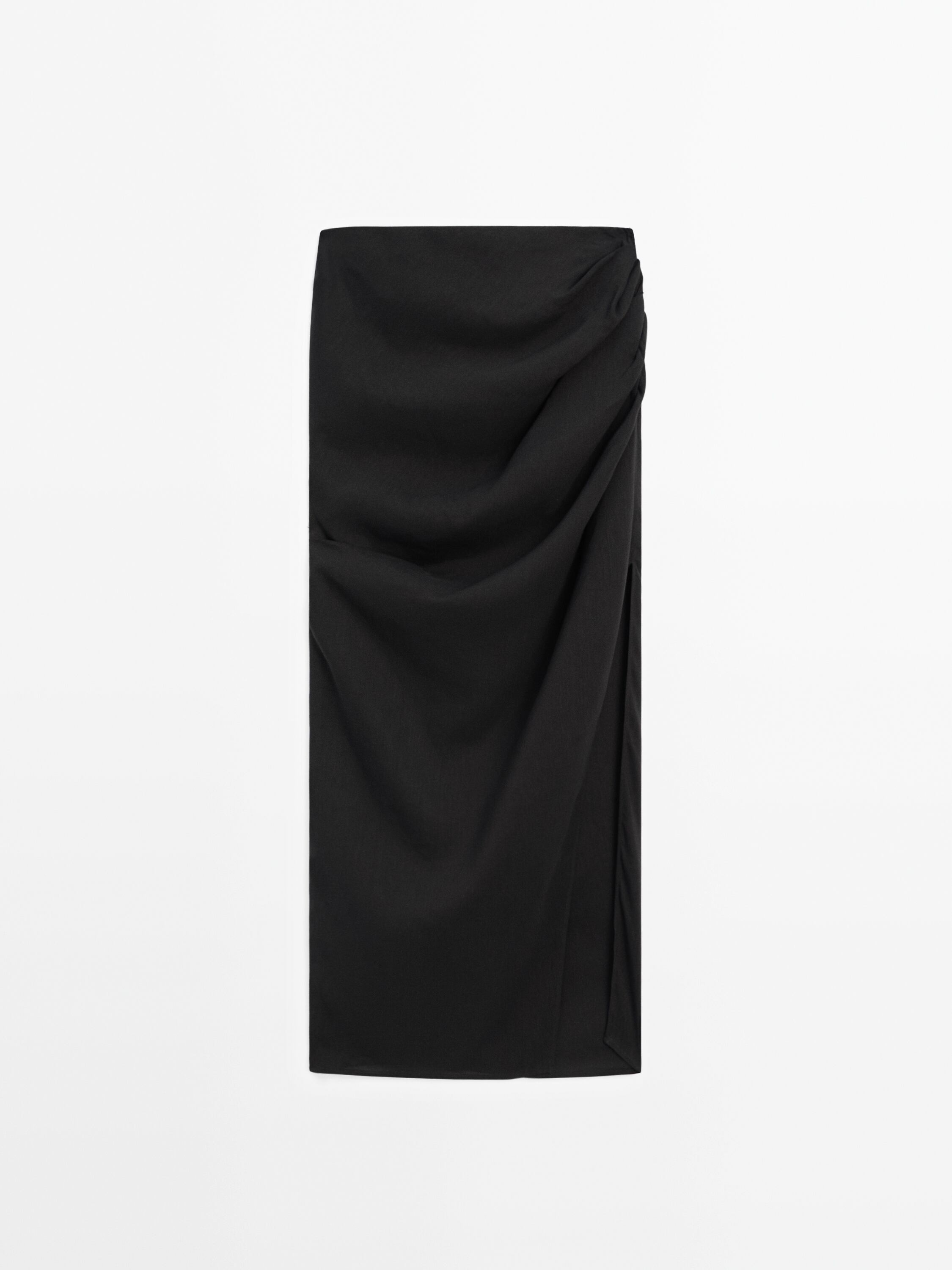 Long linen blend skirt with gathered detail - Limited Edition