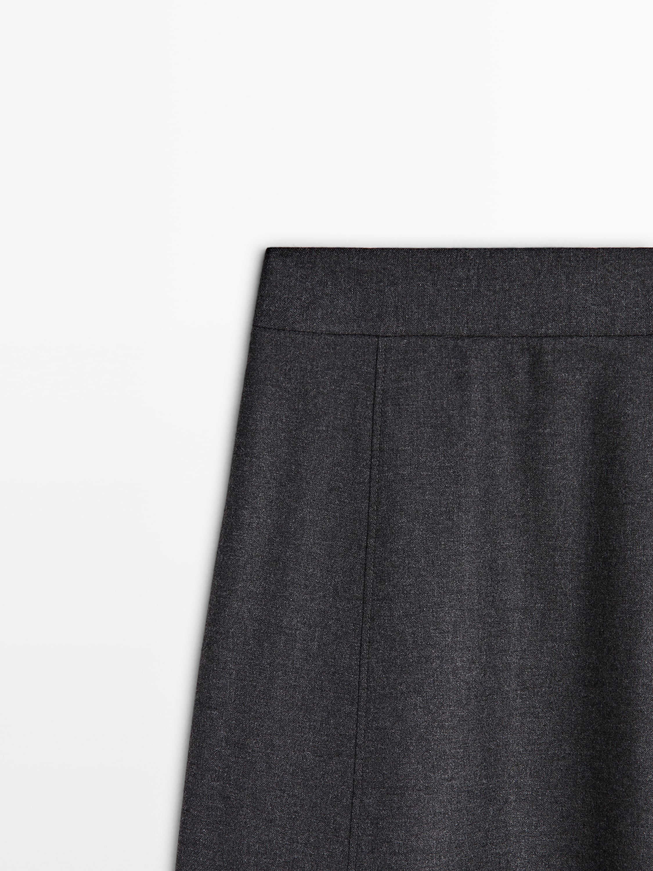 Grey wool blend midi skirt