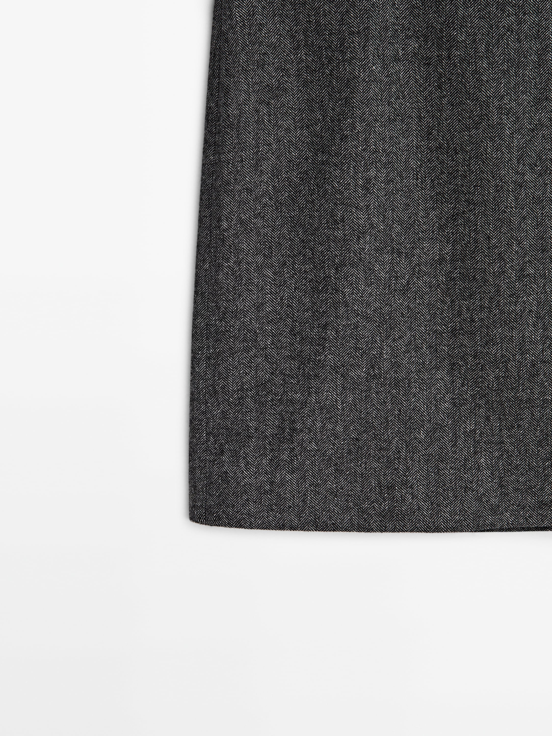 Wool blend herringbone short skirt