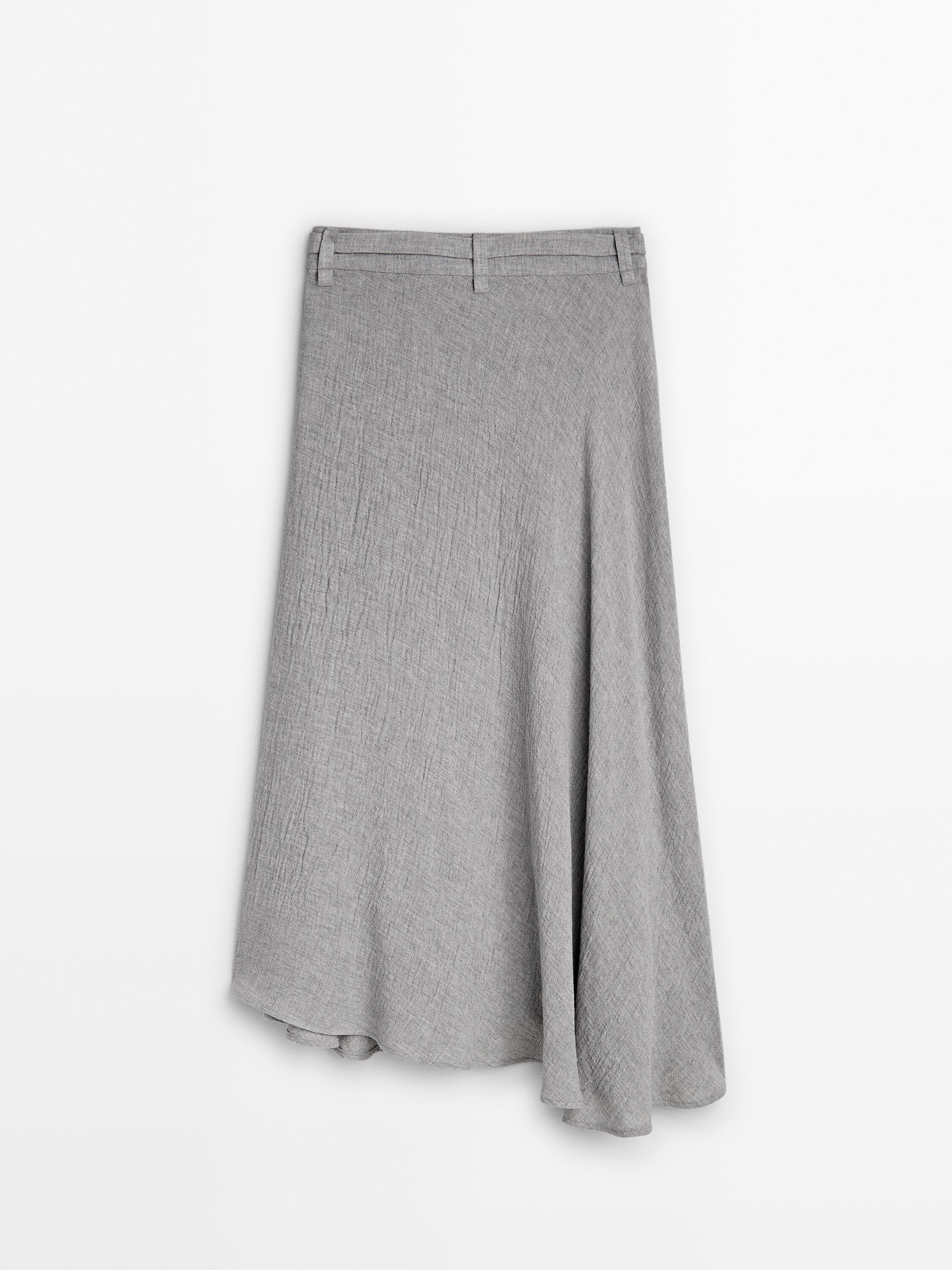 Long flounce skirt with belt