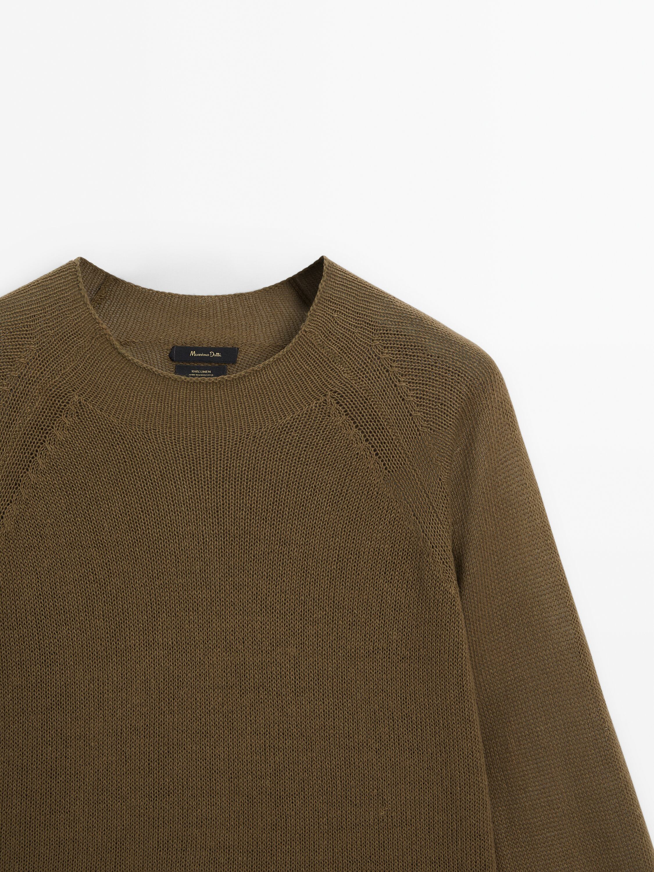 100% linen mock turtleneck sweater