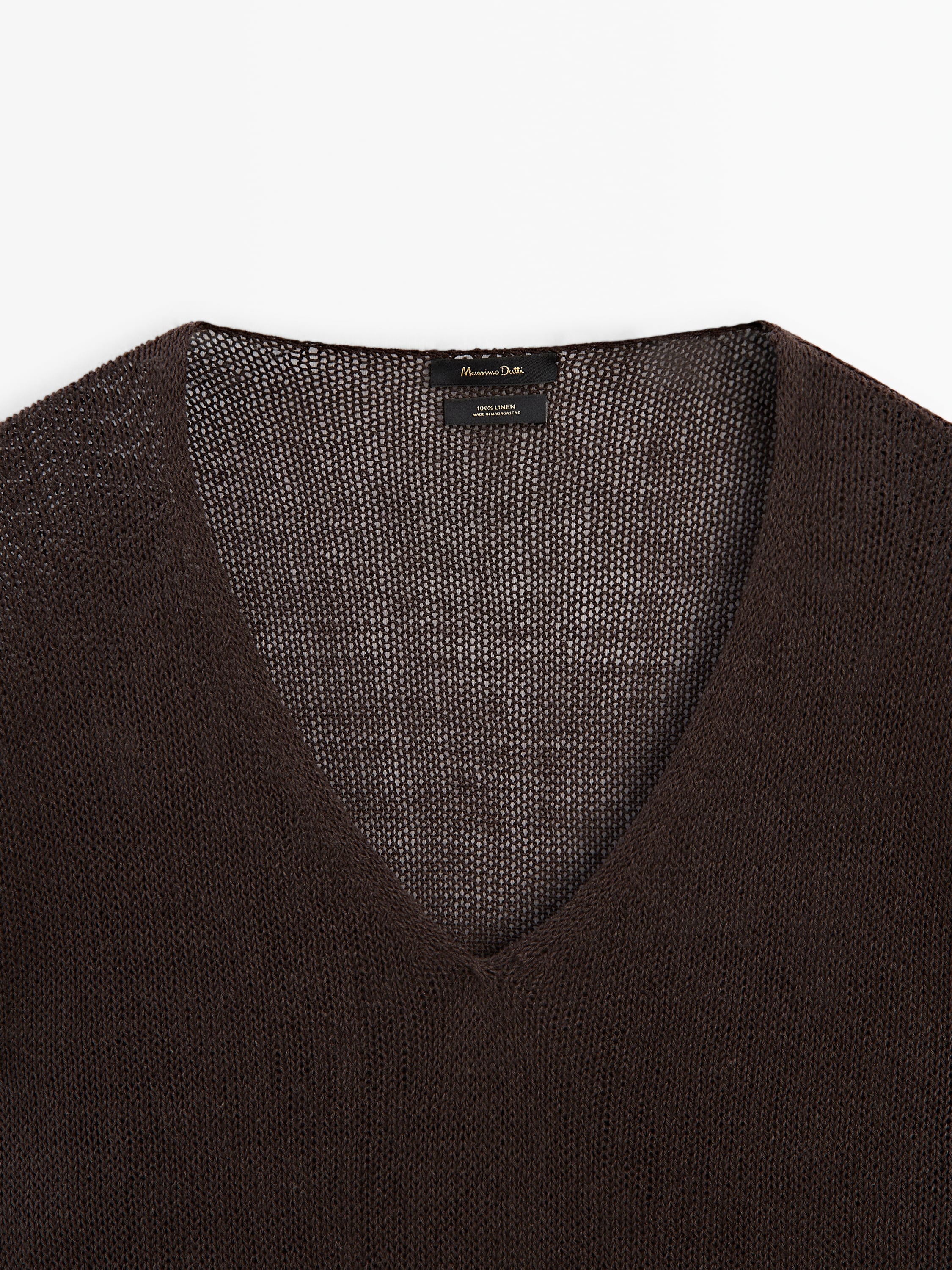 100% linen V-neck sweater