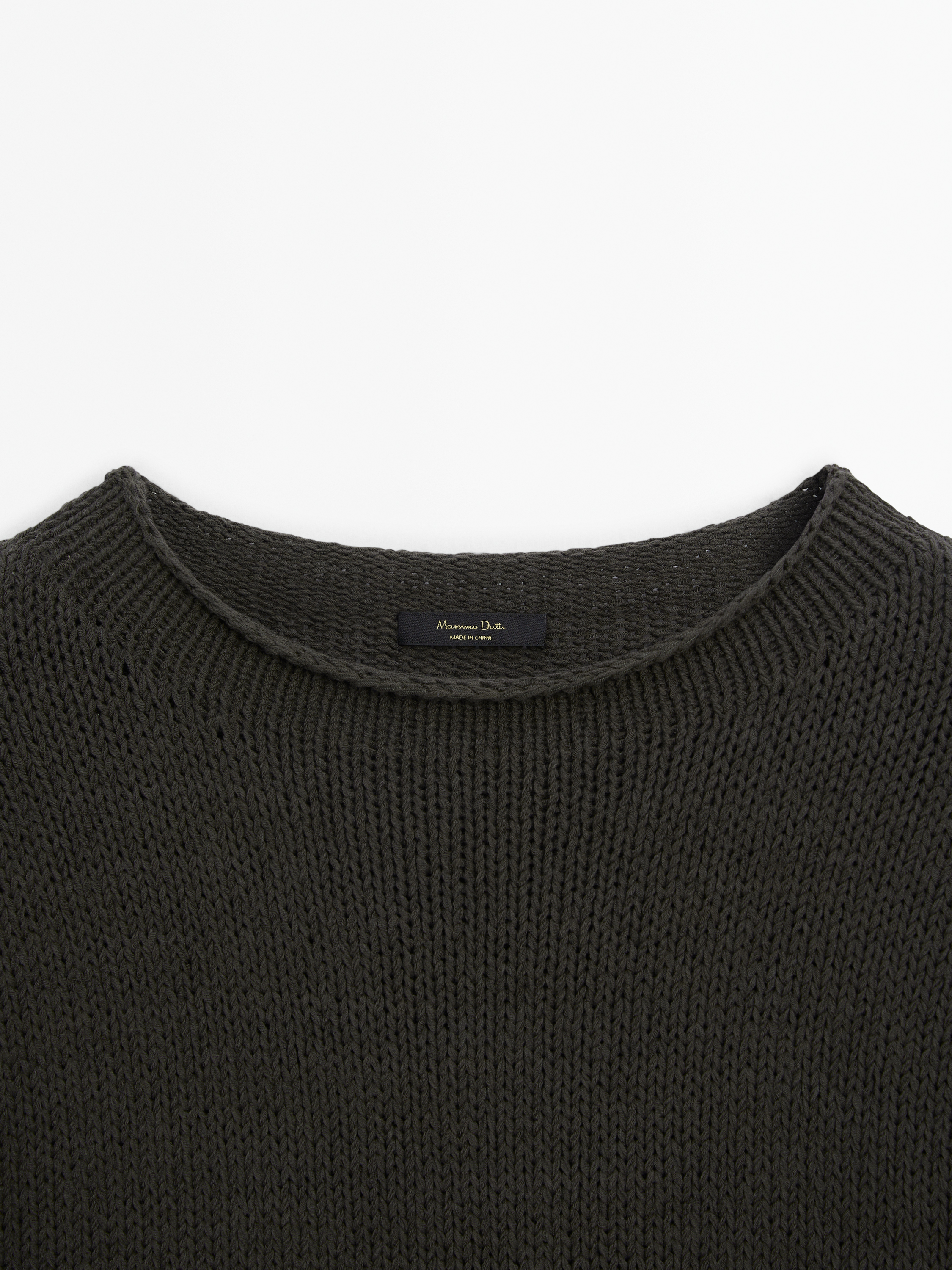 Cotton blend knit sweater crew neck