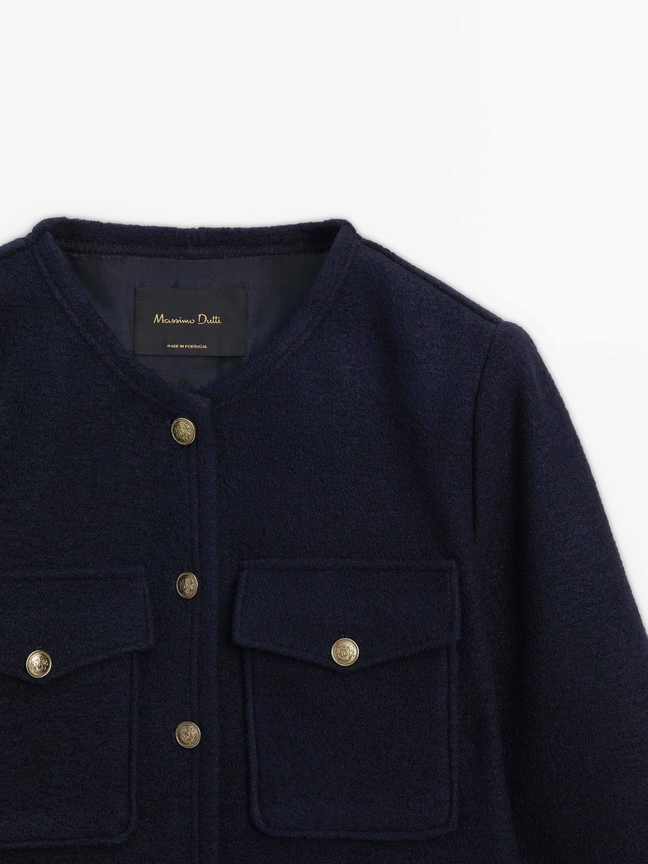 100% wool cropped jacket with pockets