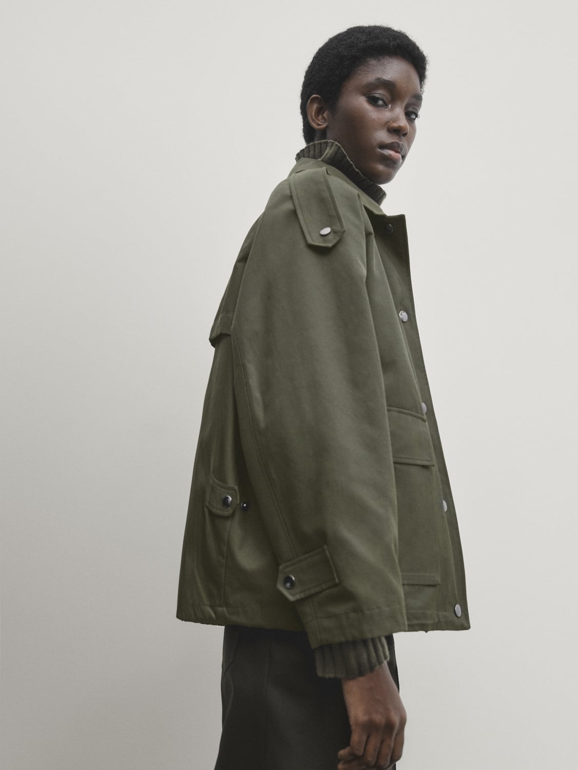 Cropped parka with detachable interior