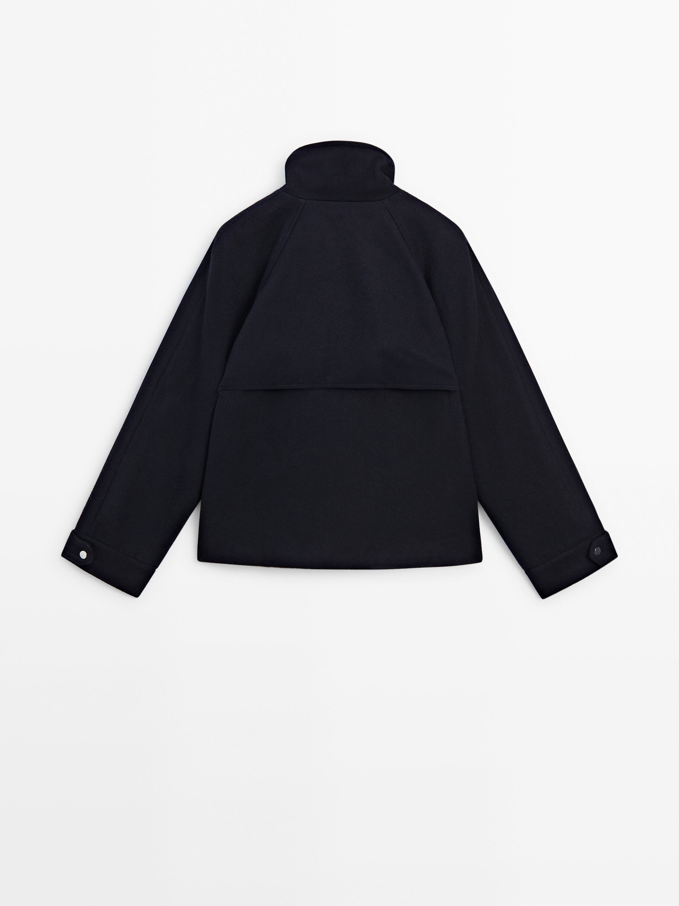 Cropped wool parka with quilted interior
